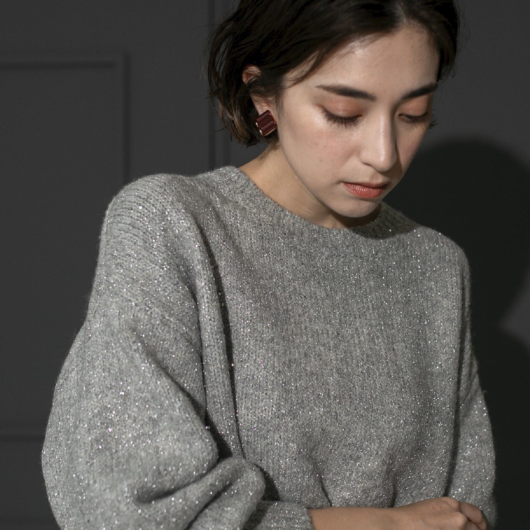 OPAQUE.CLIP「スパンコールラメ ミドルゲージニット」|ニット・セーター|