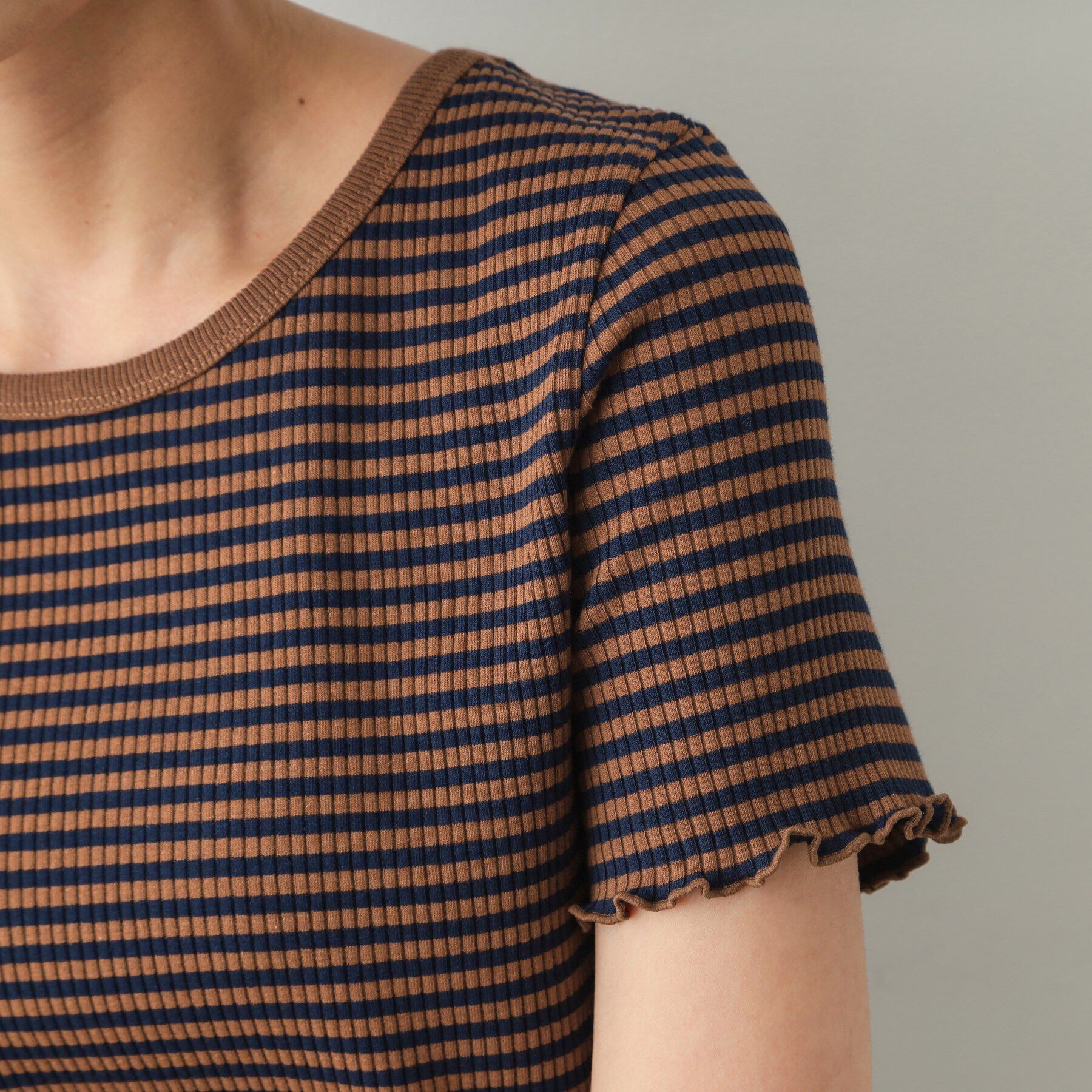 OPAQUE.CLIP「細ボーダーリブカットソー【洗濯機洗い可】」|Tシャツ・カットソー|