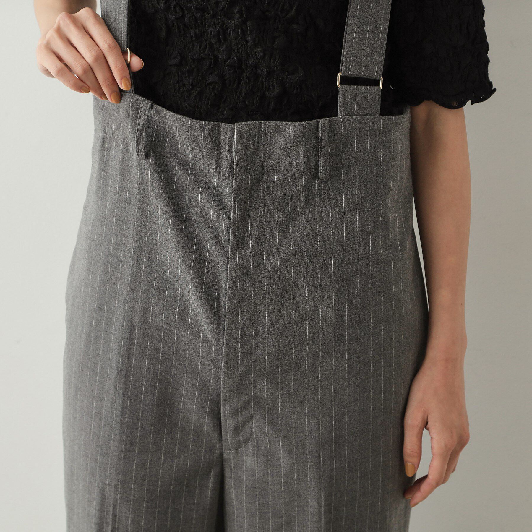 OPAQUE.CLIP「ハイウエストワイドサロペット【洗濯機洗い可】」|オールインワン|