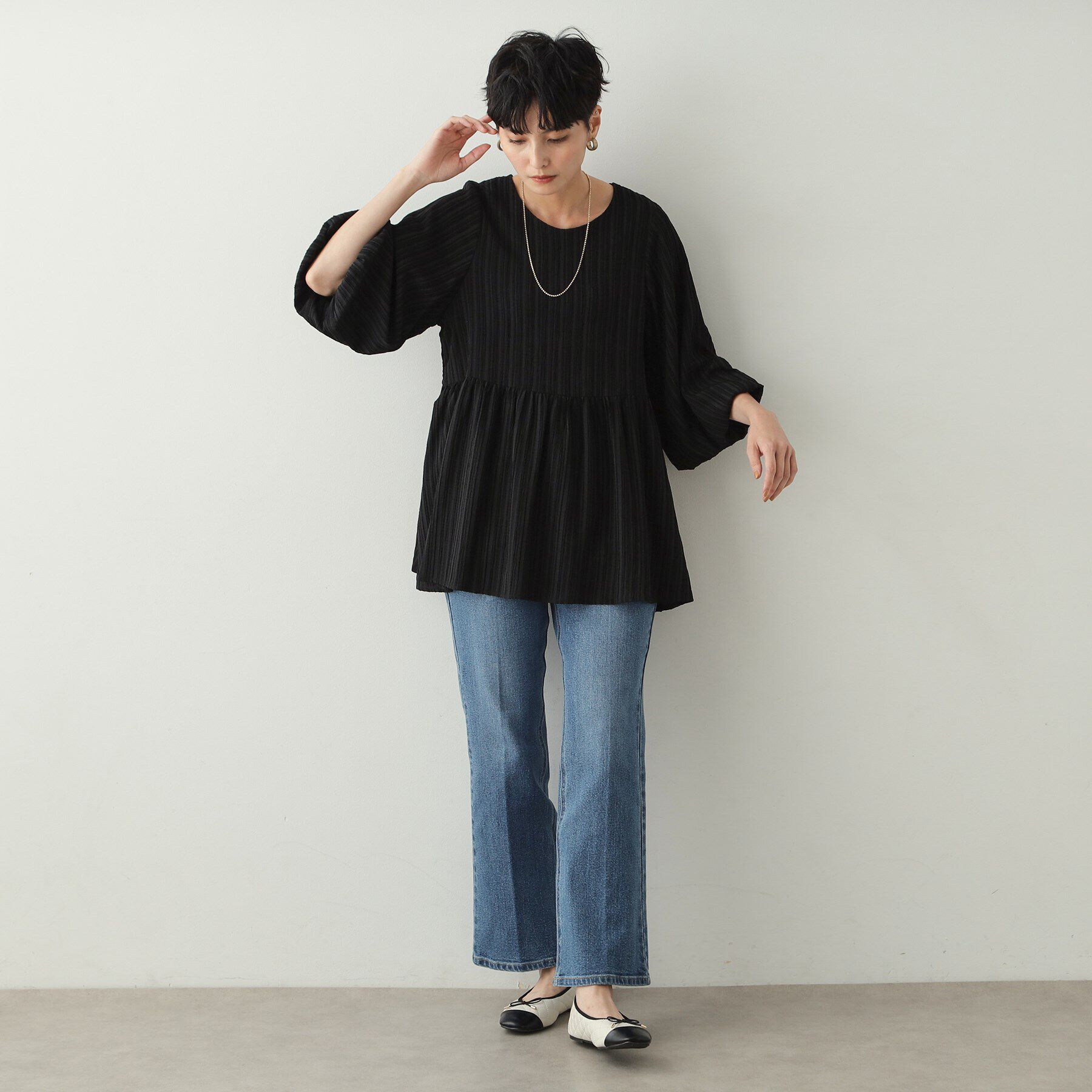 OPAQUE.CLIP「ジャカードペプラムブラウス【洗濯機洗い可】」|シャツ・ブラウス|