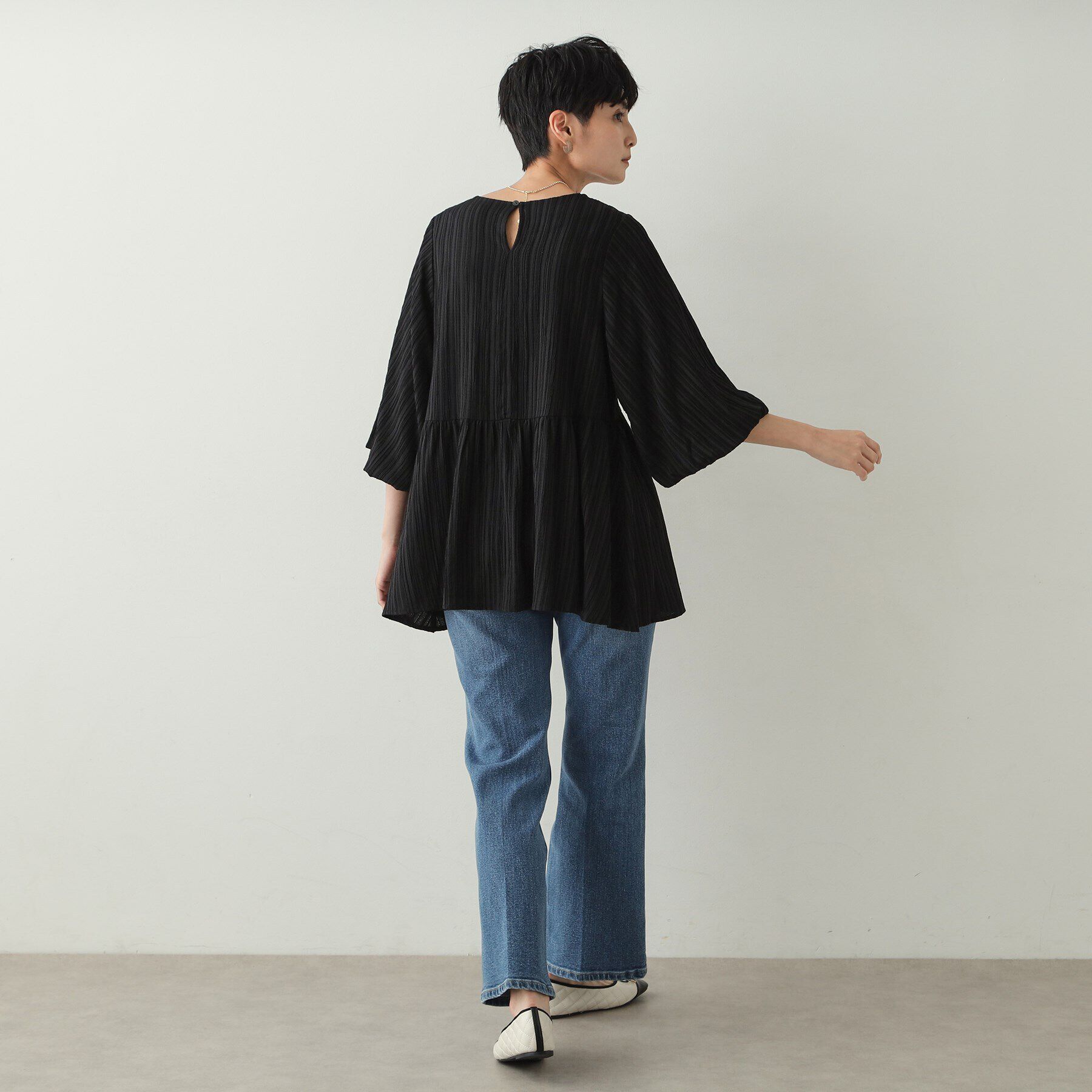 OPAQUE.CLIP「ジャカードペプラムブラウス【洗濯機洗い可】」|シャツ・ブラウス|