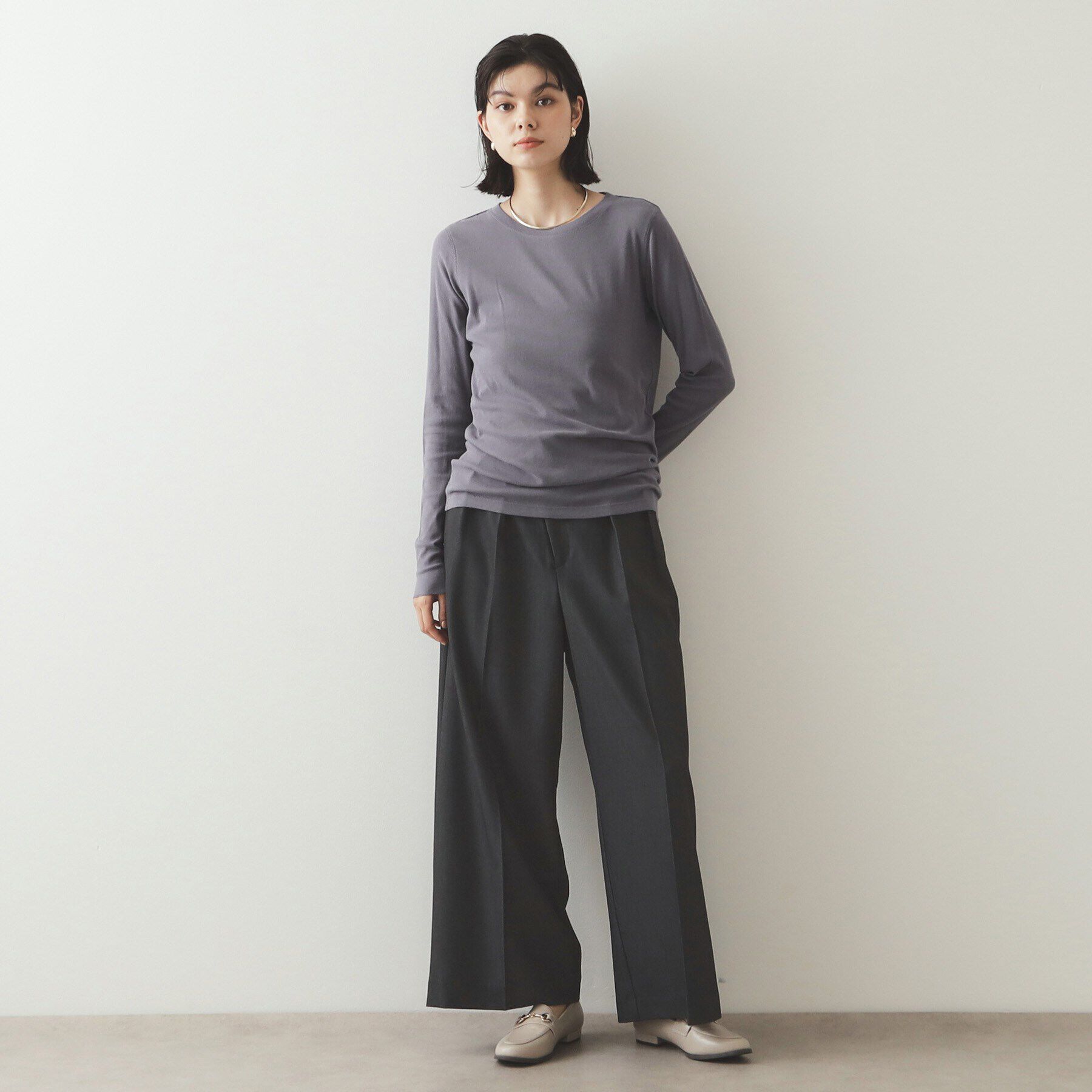 OPAQUE.CLIP「シアーコットン クルーネックカットソー【洗濯機洗い可】」|Tシャツ・カットソー|