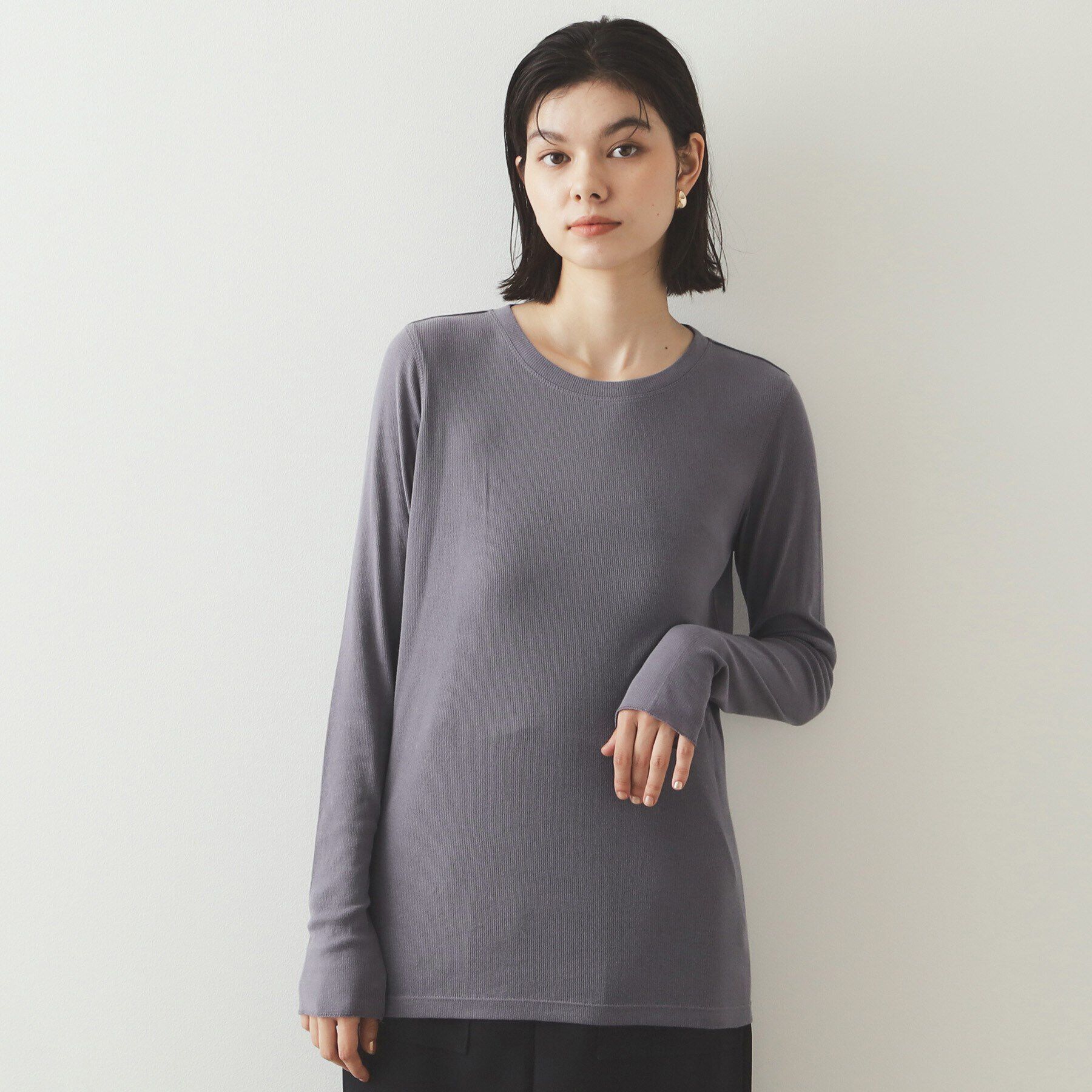 OPAQUE.CLIP「シアーコットン クルーネックカットソー【洗濯機洗い可】」|Tシャツ・カットソー|