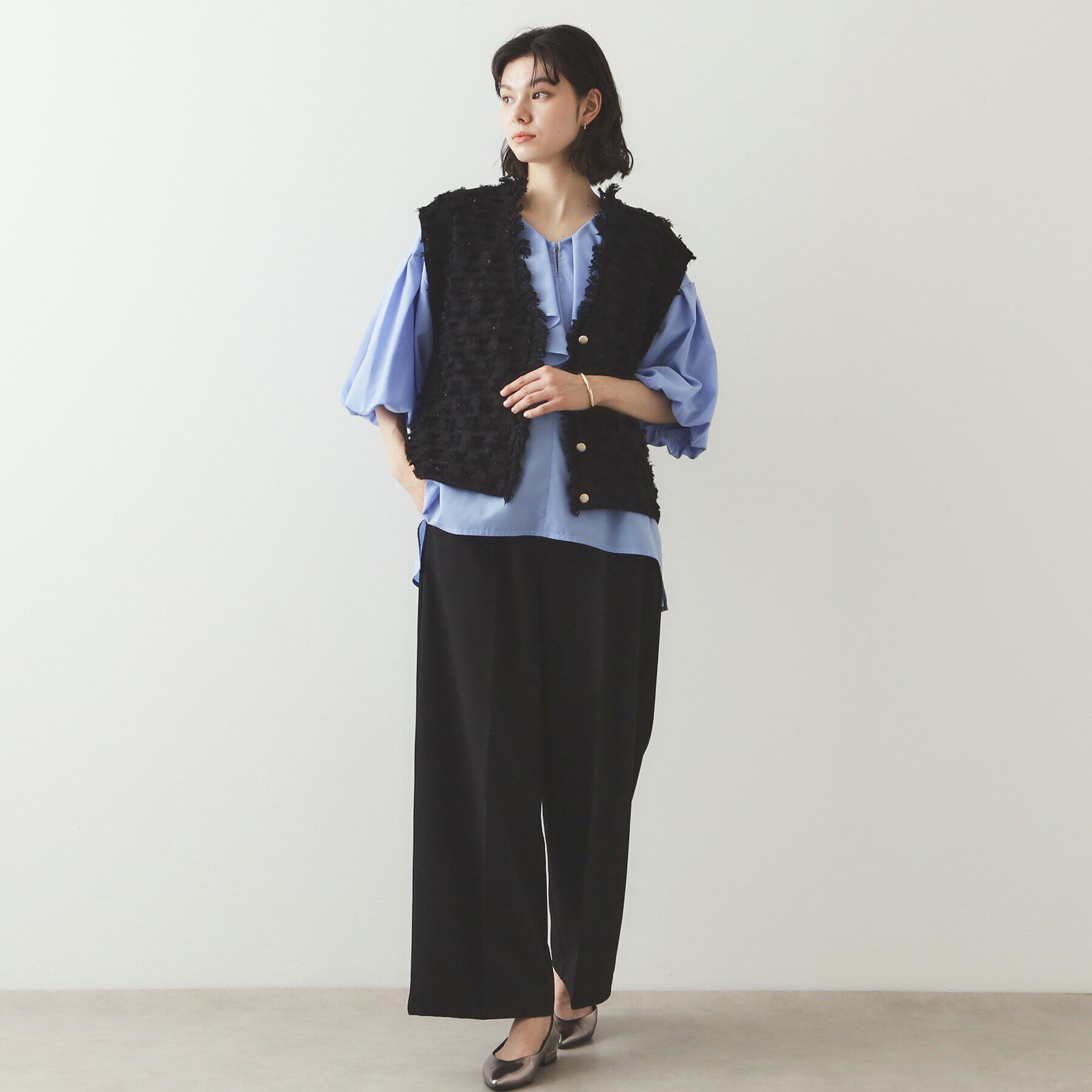 OPAQUE.CLIP「ラメツイード風ニットベスト【洗濯機洗い可】」|ニット・セーター|