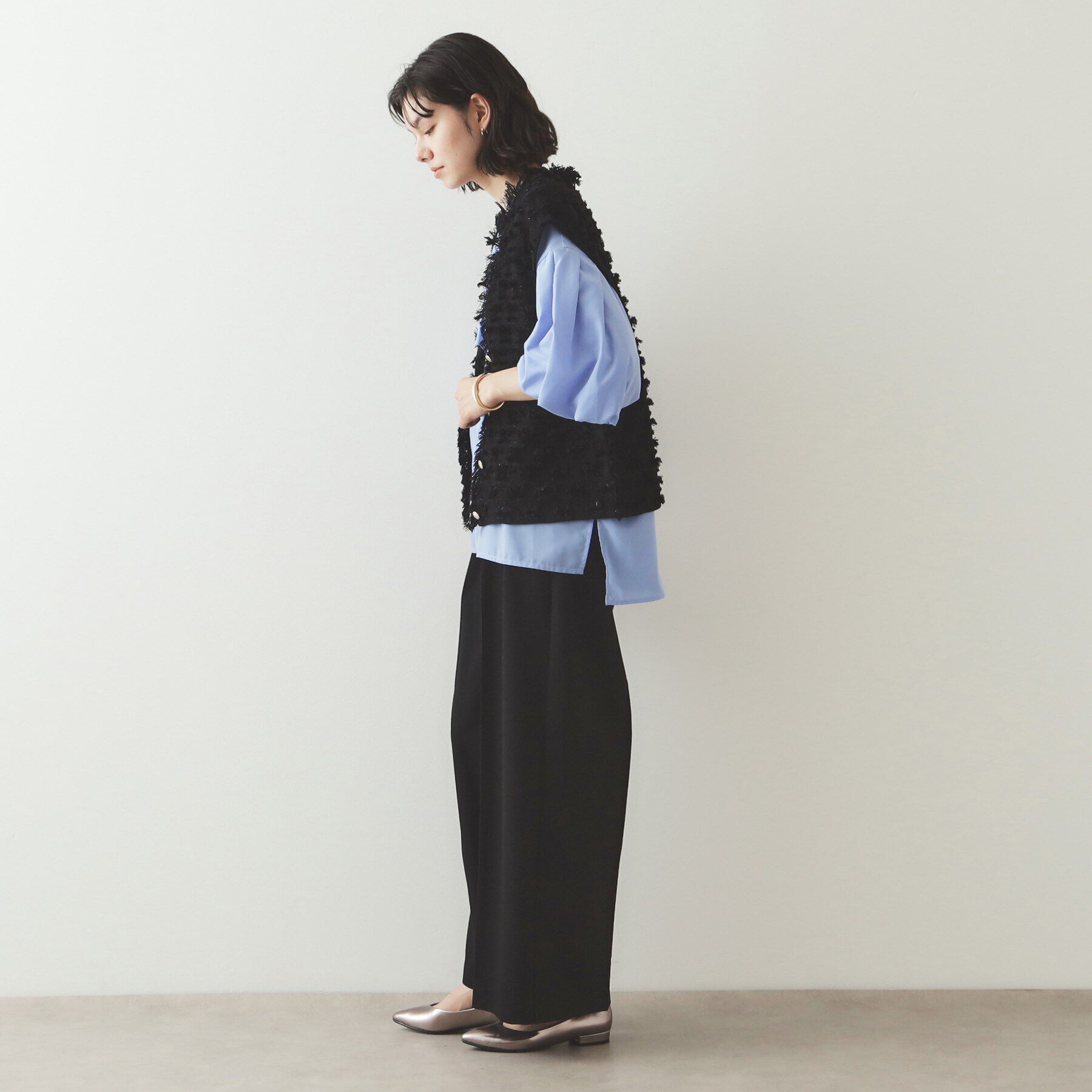 OPAQUE.CLIP「ラメツイード風ニットベスト【洗濯機洗い可】」|ニット・セーター|