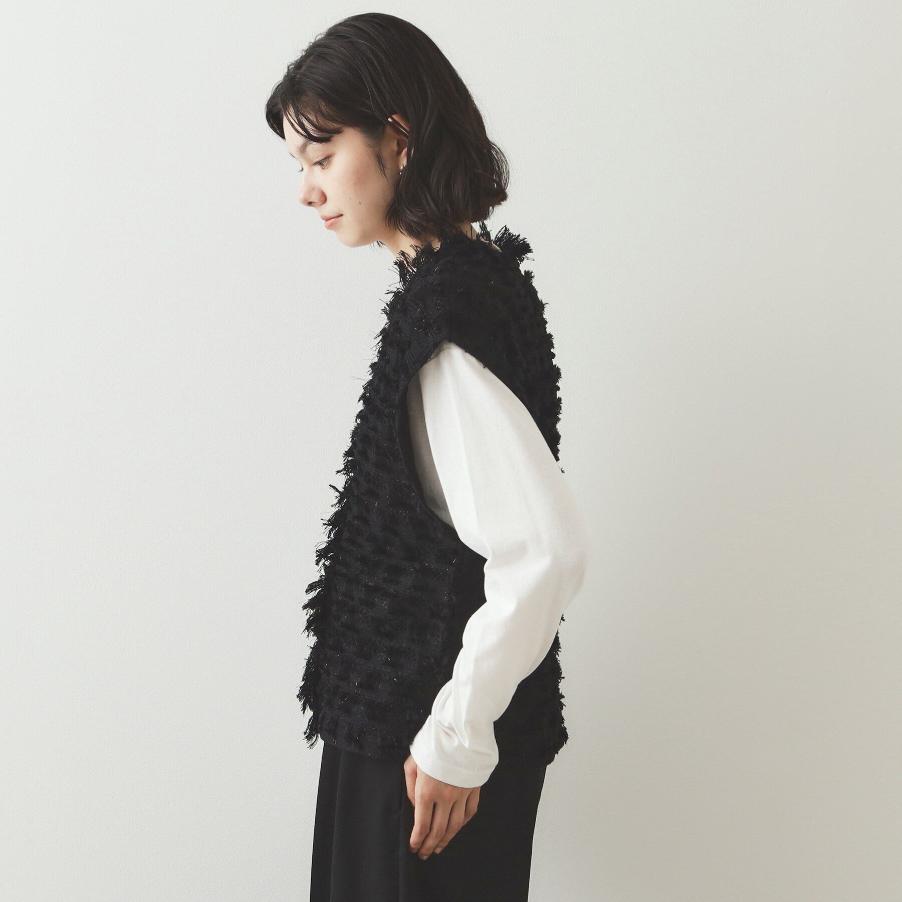 OPAQUE.CLIP「ラメツイード風ニットベスト【洗濯機洗い可】」|ニット・セーター|