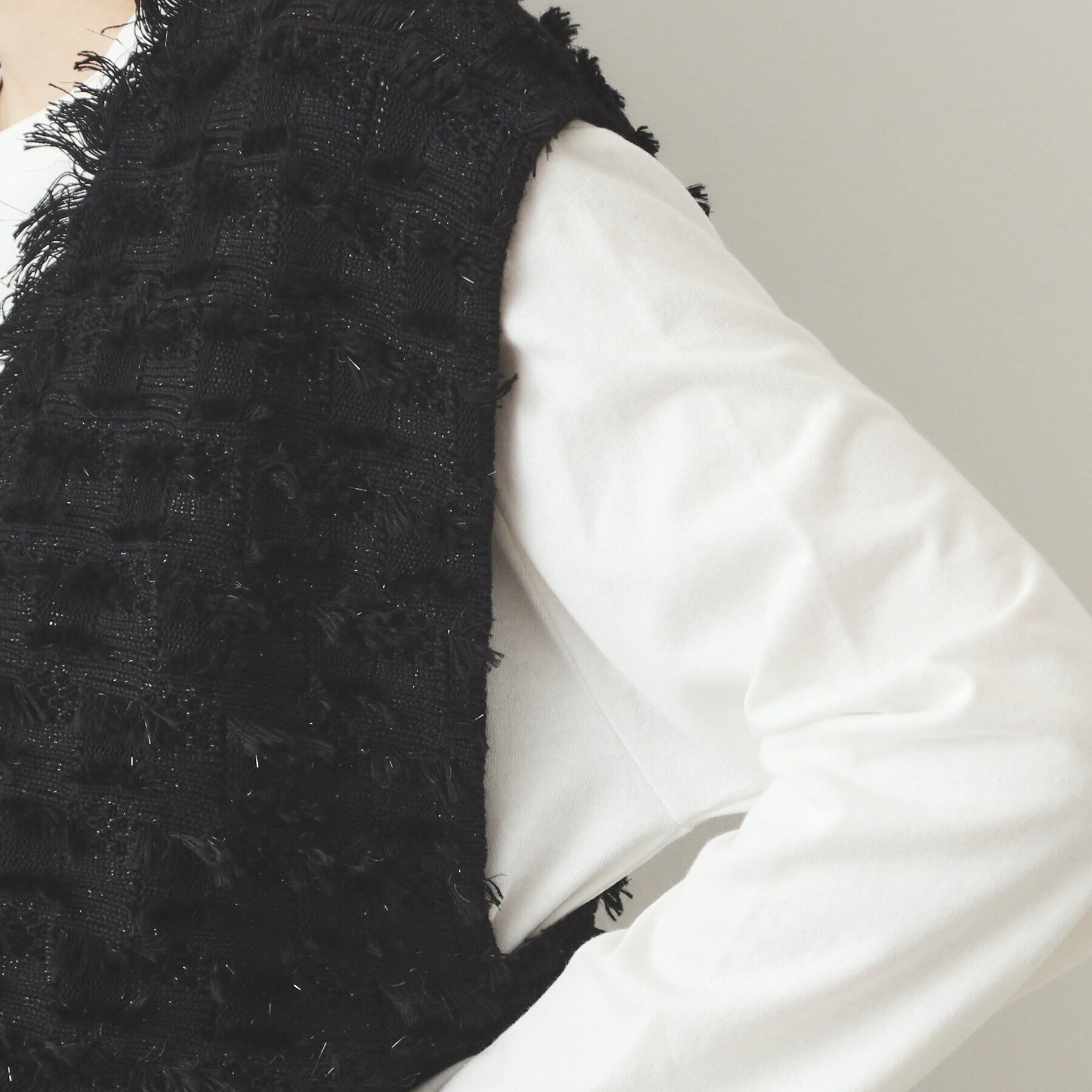 OPAQUE.CLIP「ラメツイード風ニットベスト【洗濯機洗い可】」|ニット・セーター|