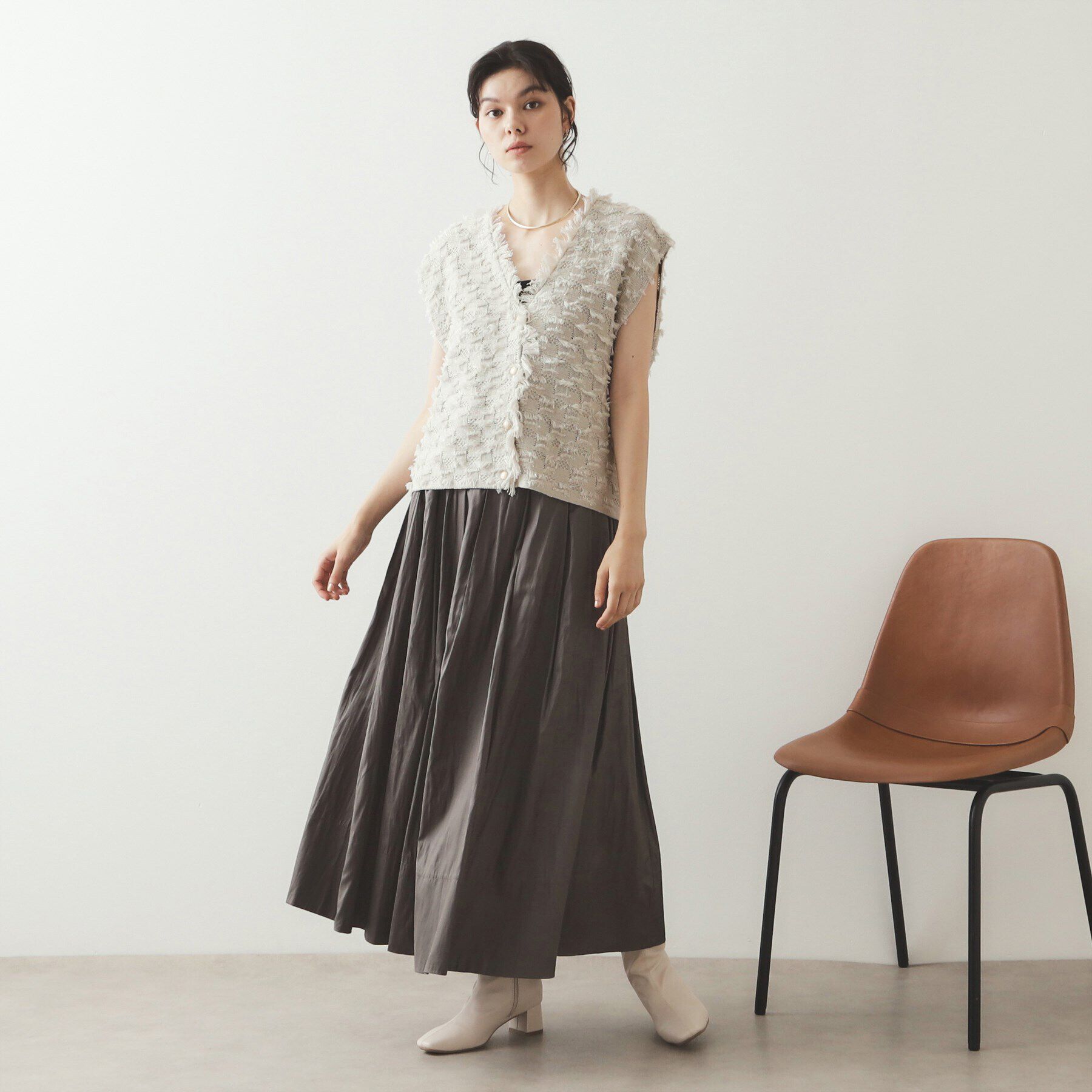 OPAQUE.CLIP「ラメツイード風ニットベスト【洗濯機洗い可】」|ニット・セーター|