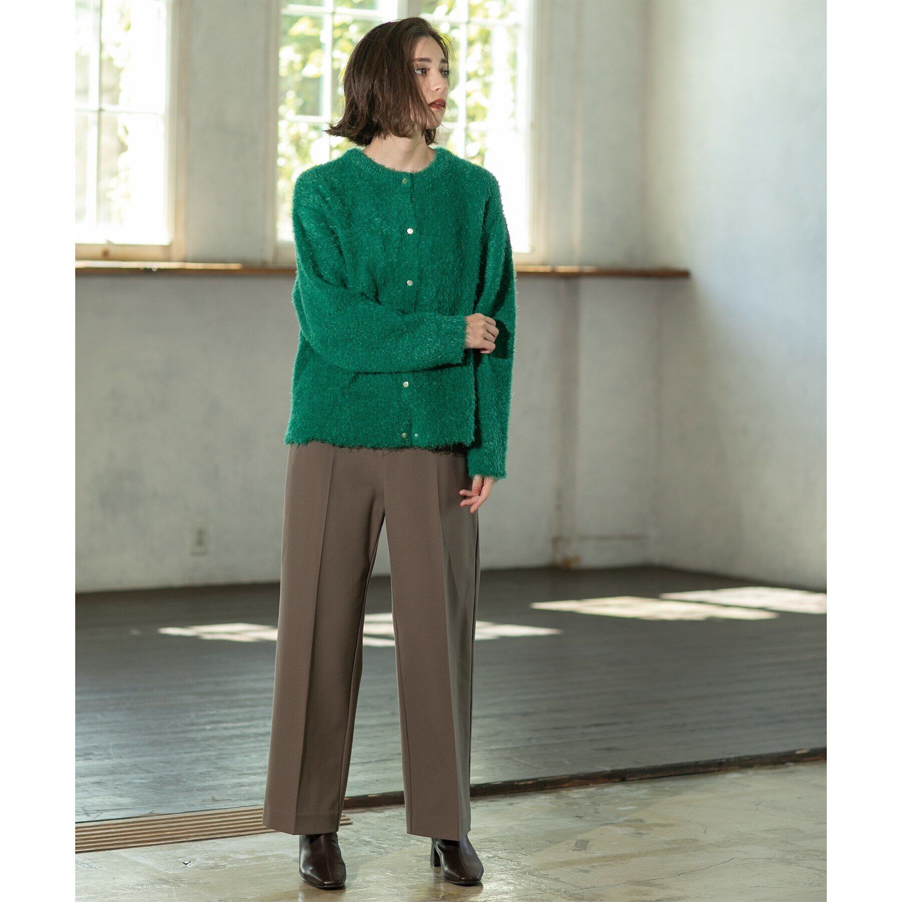 OPAQUE.CLIP「《BAILA掲載》シャギーニットミドルカーディガン【洗濯機洗い可】」|カーディガン|