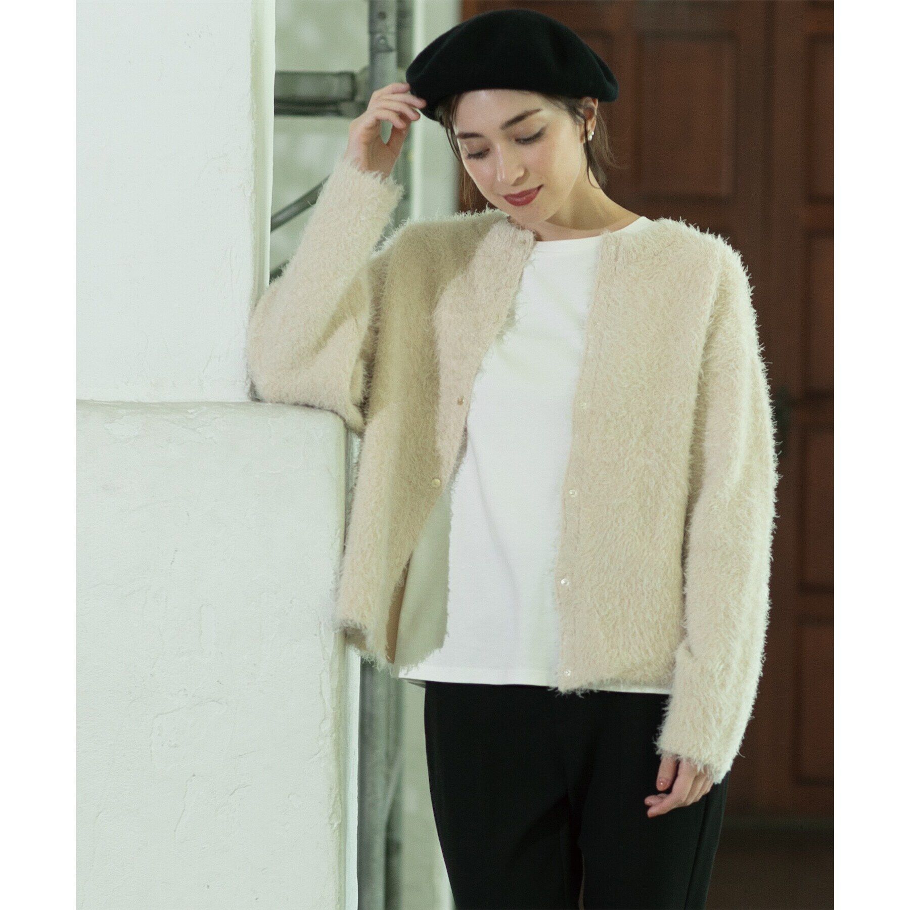 OPAQUE.CLIP「《BAILA掲載》シャギーニットミドルカーディガン【洗濯機洗い可】」|カーディガン|