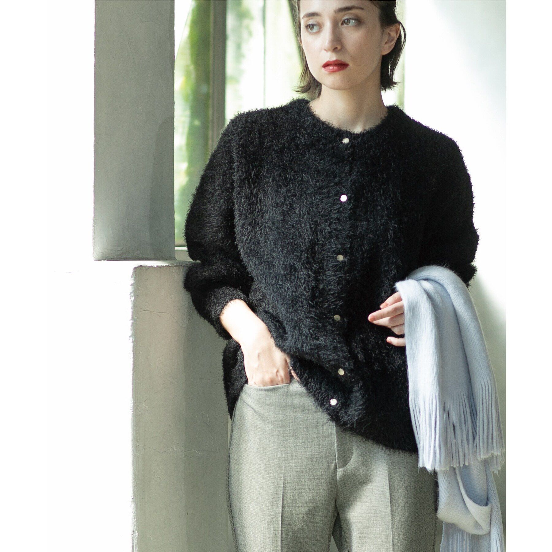 OPAQUE.CLIP「《BAILA掲載》シャギーニットミドルカーディガン【洗濯機洗い可】」|カーディガン|