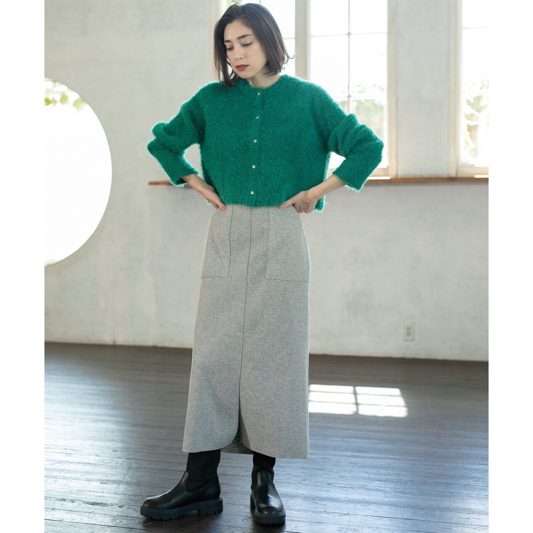 OPAQUE.CLIP「《S-LLsize/7color》ウールライクストレッチタイトスカート【洗濯機洗い可】」|スカート|