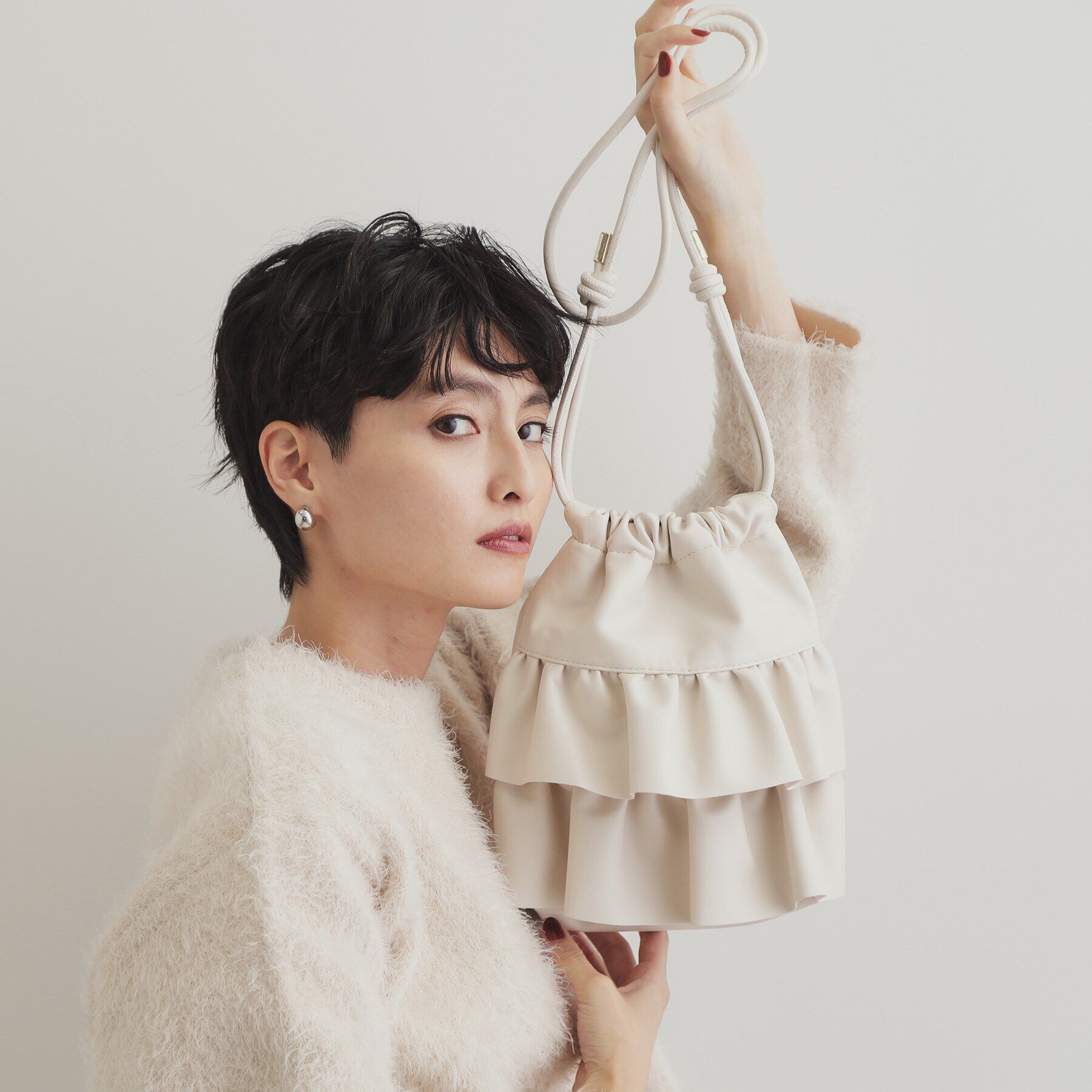 OPAQUE.CLIP「【長さ調整可能】合皮ティアードフリルミニショルダーバッグ」|ショルダー・メッセンジャー|