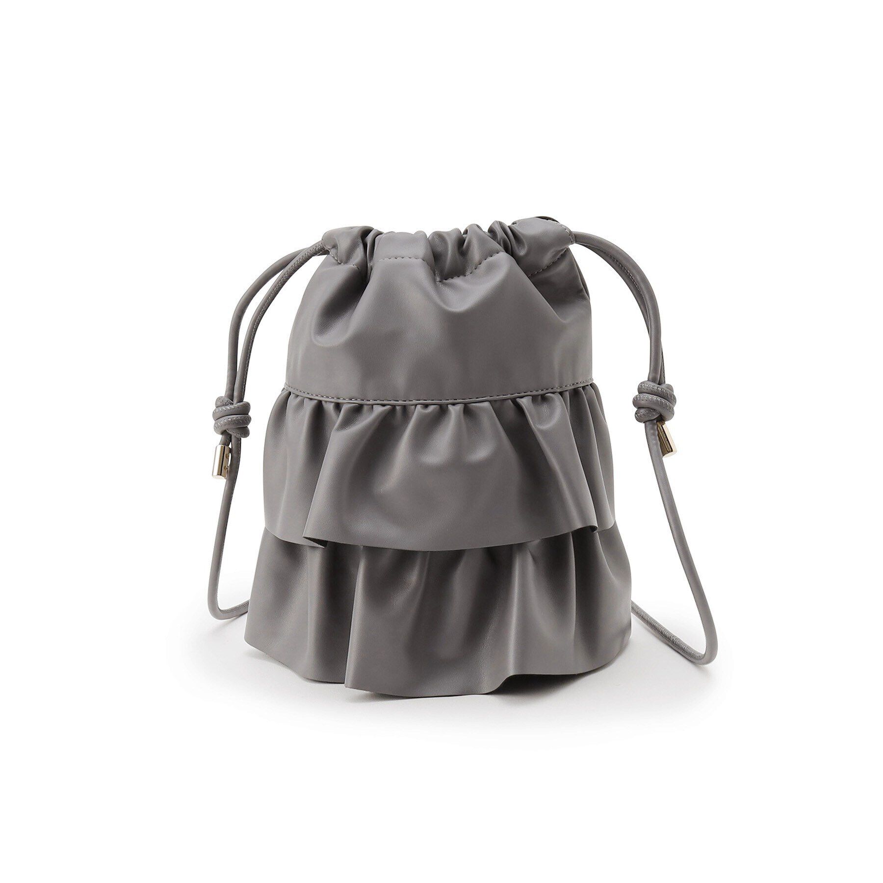 OPAQUE.CLIP「【長さ調整可能】合皮ティアードフリルミニショルダーバッグ」|ショルダー・メッセンジャー|チャコールグレー(0