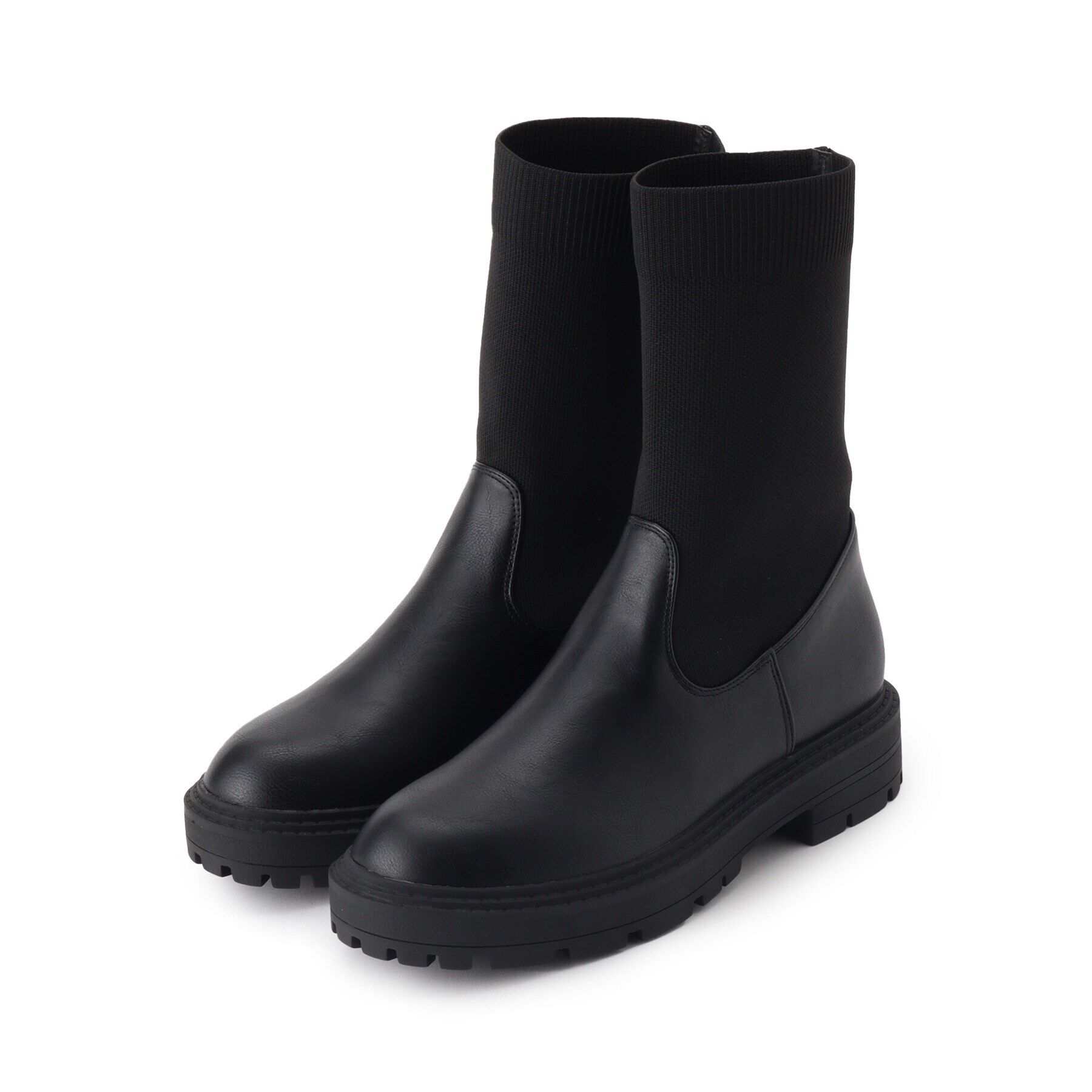 OPAQUE.CLIP「【抗菌防臭加工】厚底サイドゴアブーツ」|ショートブーツ|ブラック(019)