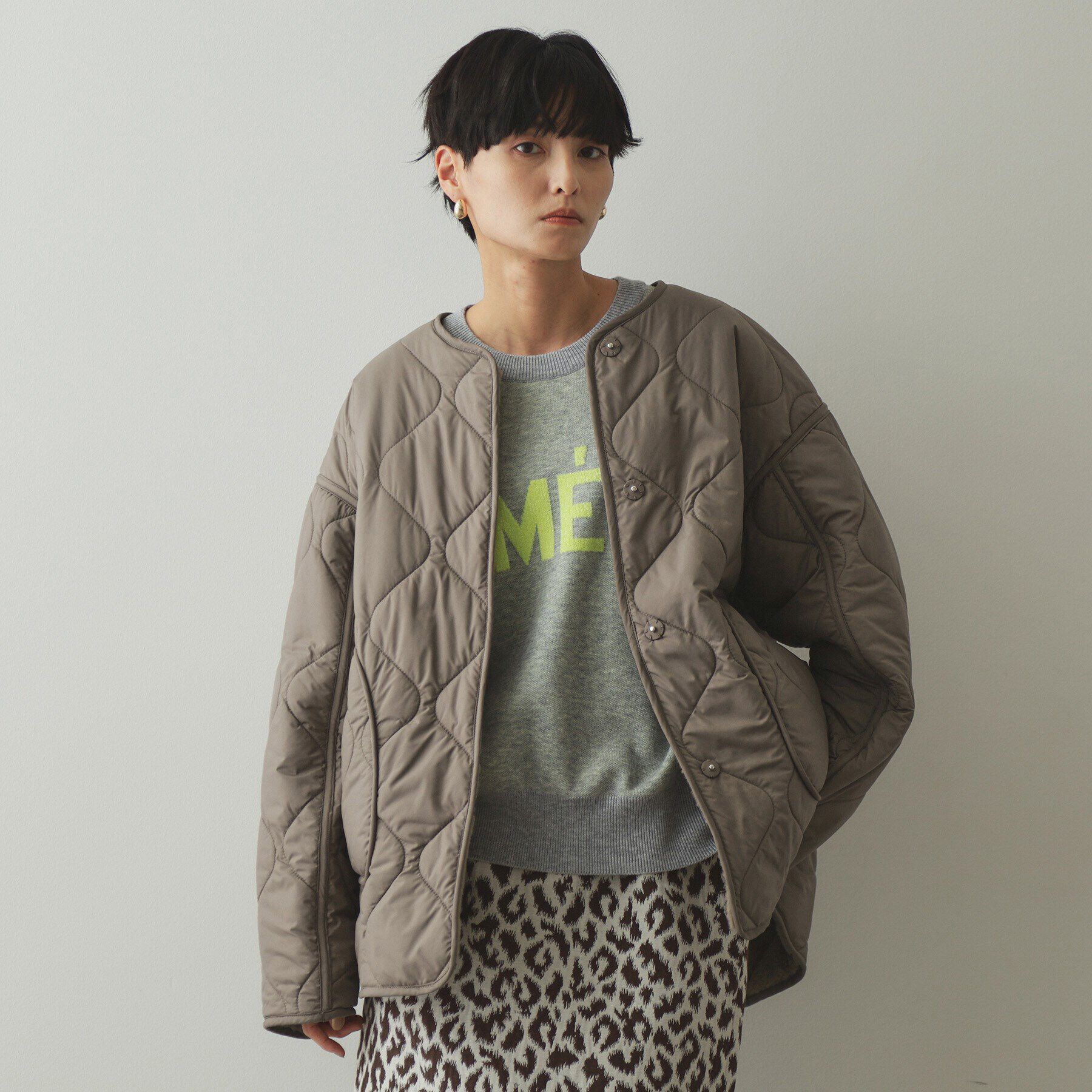 OPAQUE.CLIP「《リバーシブル》キルティング&times;フェイクファージャケット【洗濯機洗い可】」|ノーカラーコート|