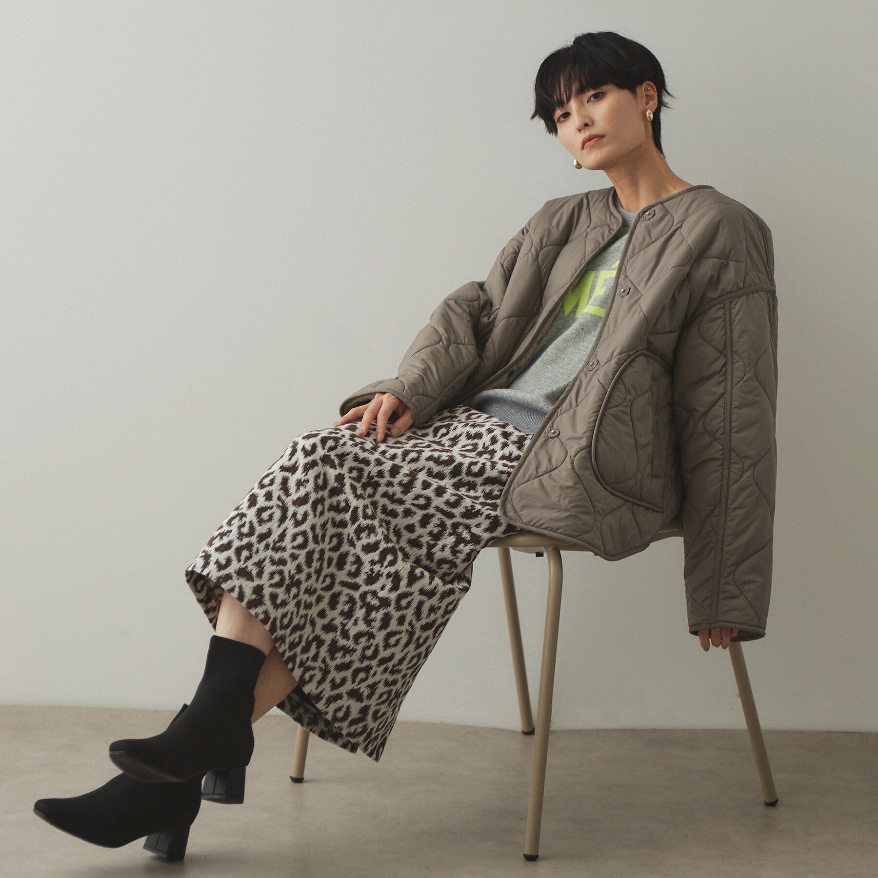 OPAQUE.CLIP「《リバーシブル》キルティング&times;フェイクファージャケット【洗濯機洗い可】」|ノーカラーコート|