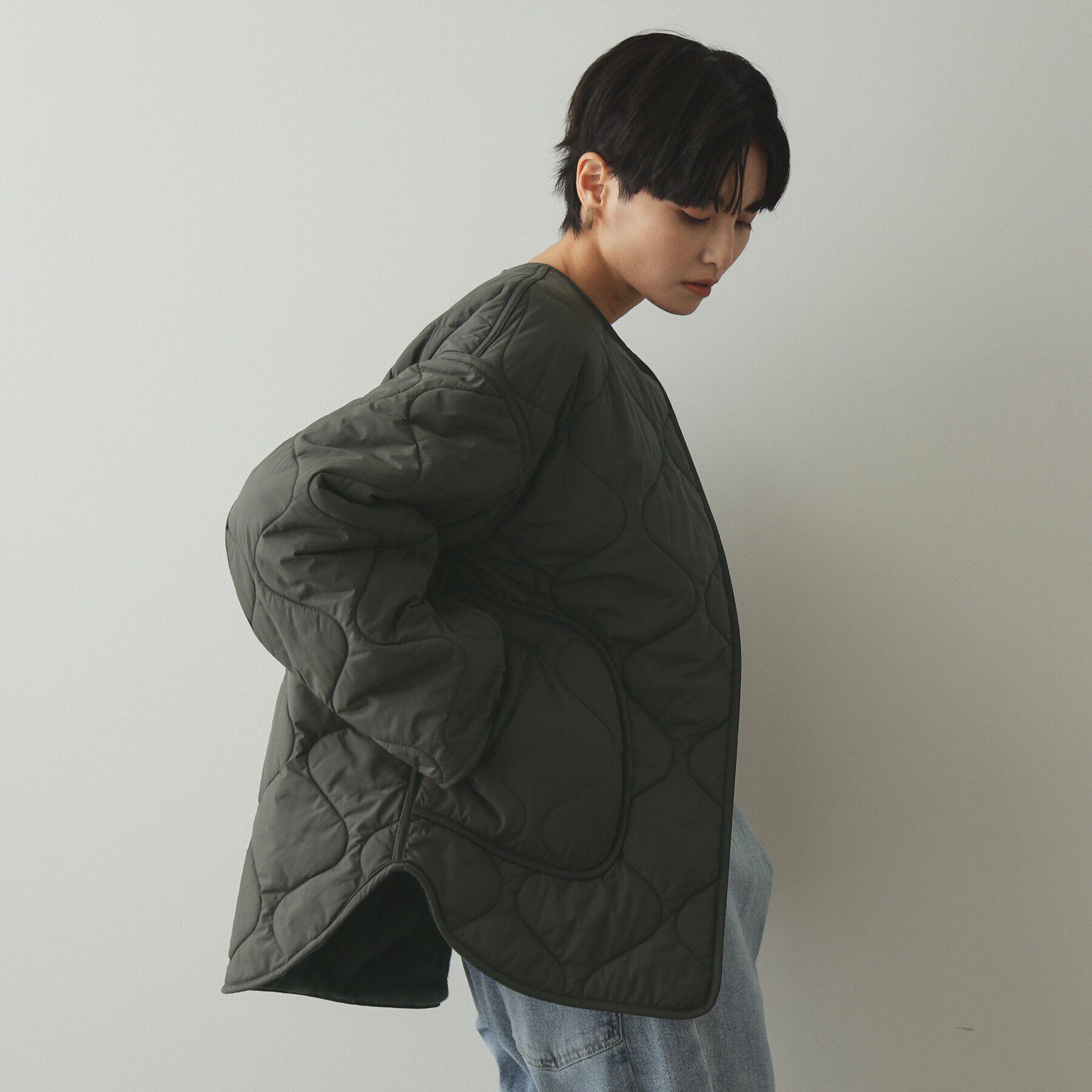 OPAQUE.CLIP「《リバーシブル》キルティング&times;フェイクファージャケット【洗濯機洗い可】」|ノーカラーコート|