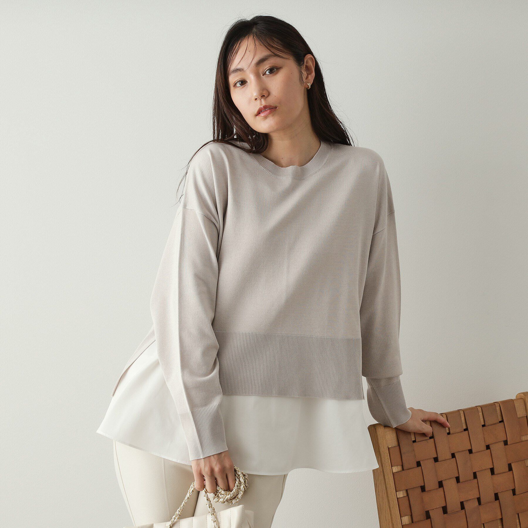 OPAQUE.CLIP「《ツインセット》リラクシーニット&times;ドッキングタンク【洗濯機洗い可】」|その他|ライトグレー(011