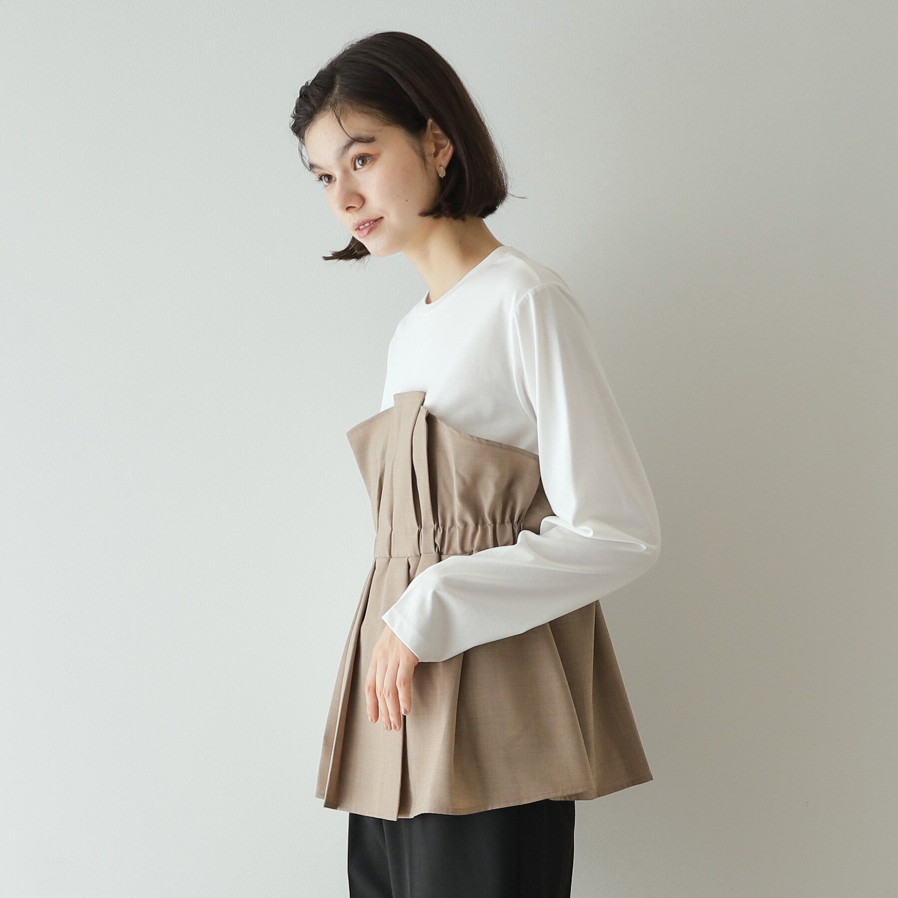 OPAQUE.CLIP「ビスチェドッキングカットソー【洗濯機洗い可】」|Tシャツ・カットソー|