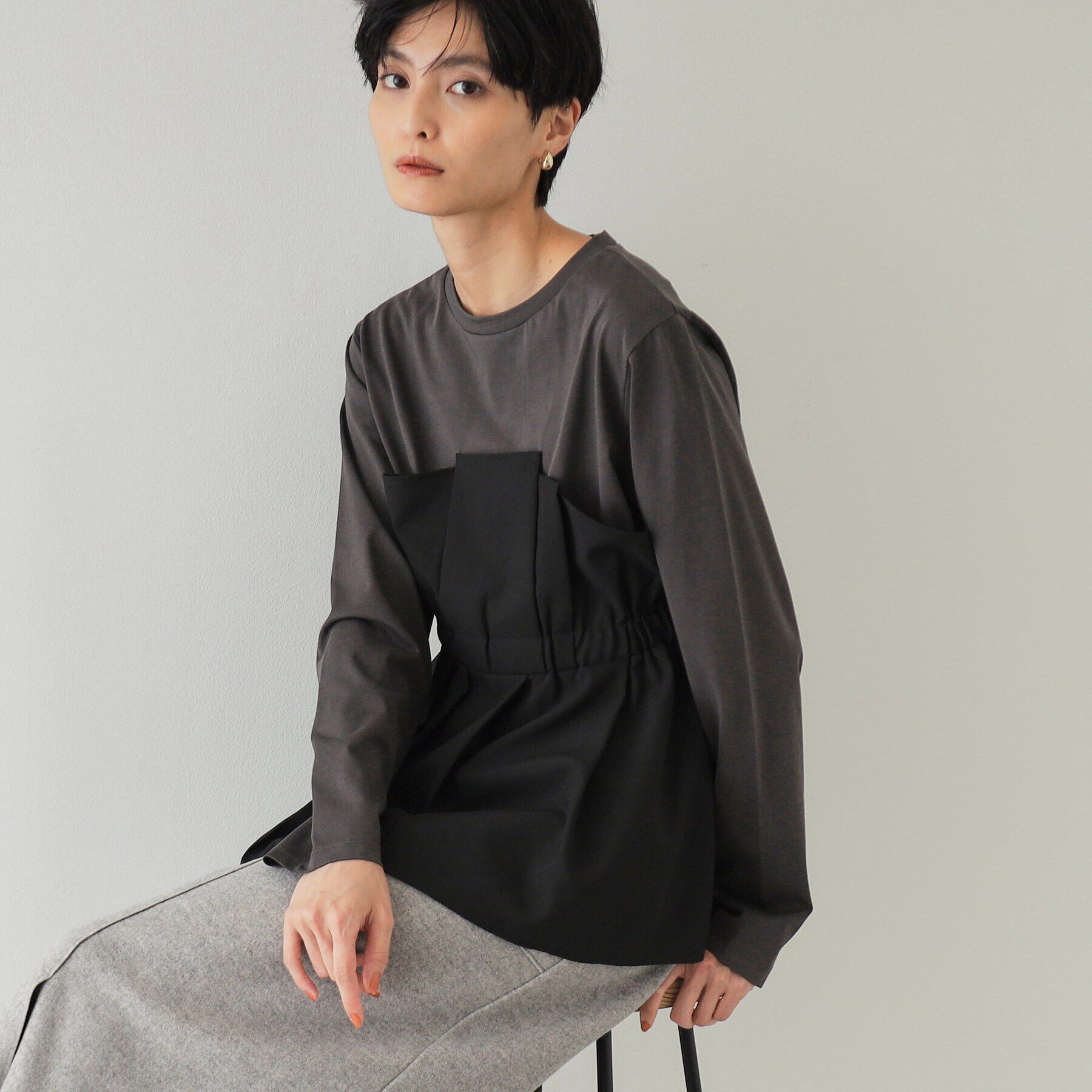 OPAQUE.CLIP「ビスチェドッキングカットソー【洗濯機洗い可】」|Tシャツ・カットソー|