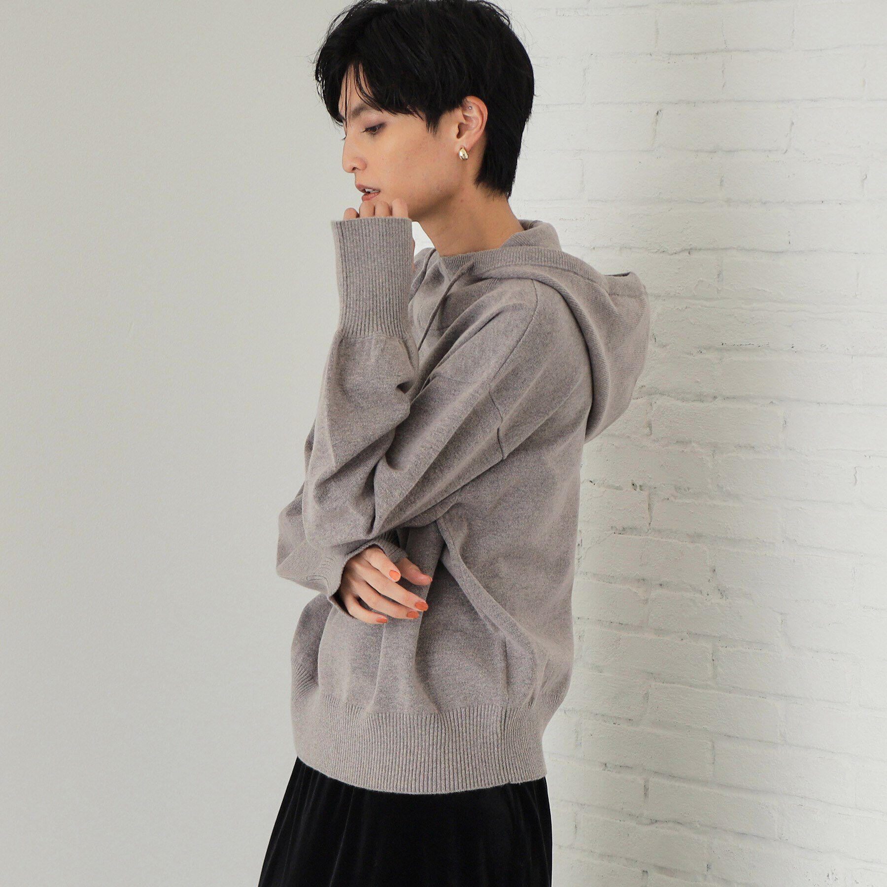 OPAQUE.CLIP「フーディニットプルオーバー【洗濯機洗い可】」|ニット・セーター|