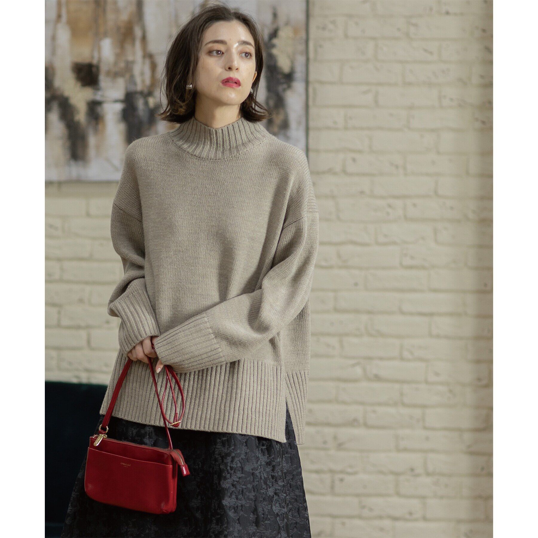 OPAQUE.CLIP「《10color/S-LLsize》ハイネックミドルゲージニット【洗濯機洗い可】」|ニット・セーター|