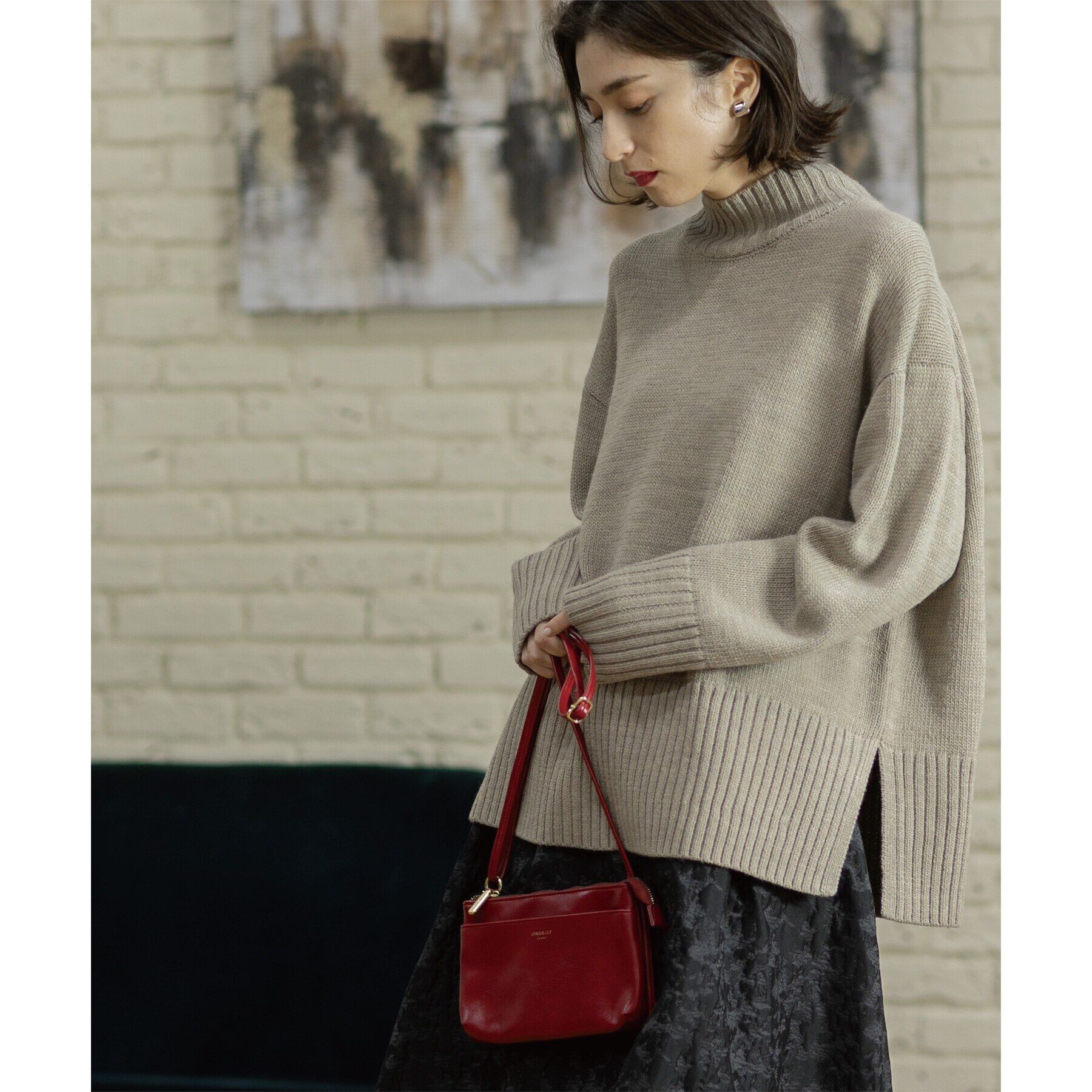 OPAQUE.CLIP「《10color/S-LLsize》ハイネックミドルゲージニット【洗濯機洗い可】」|ニット・セーター|