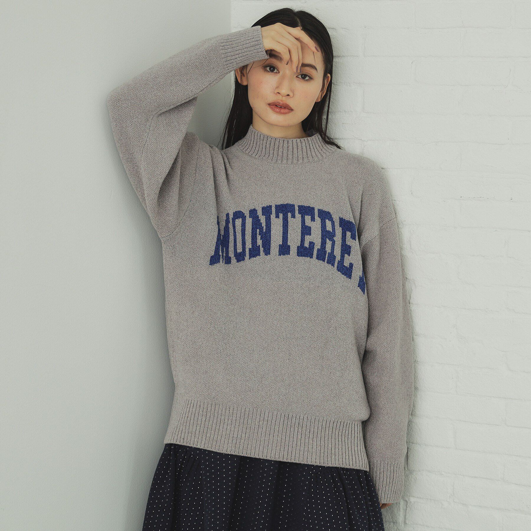 OPAQUE.CLIP「モールロゴジャカードニット【洗濯機洗い可】」|ニット・セーター|