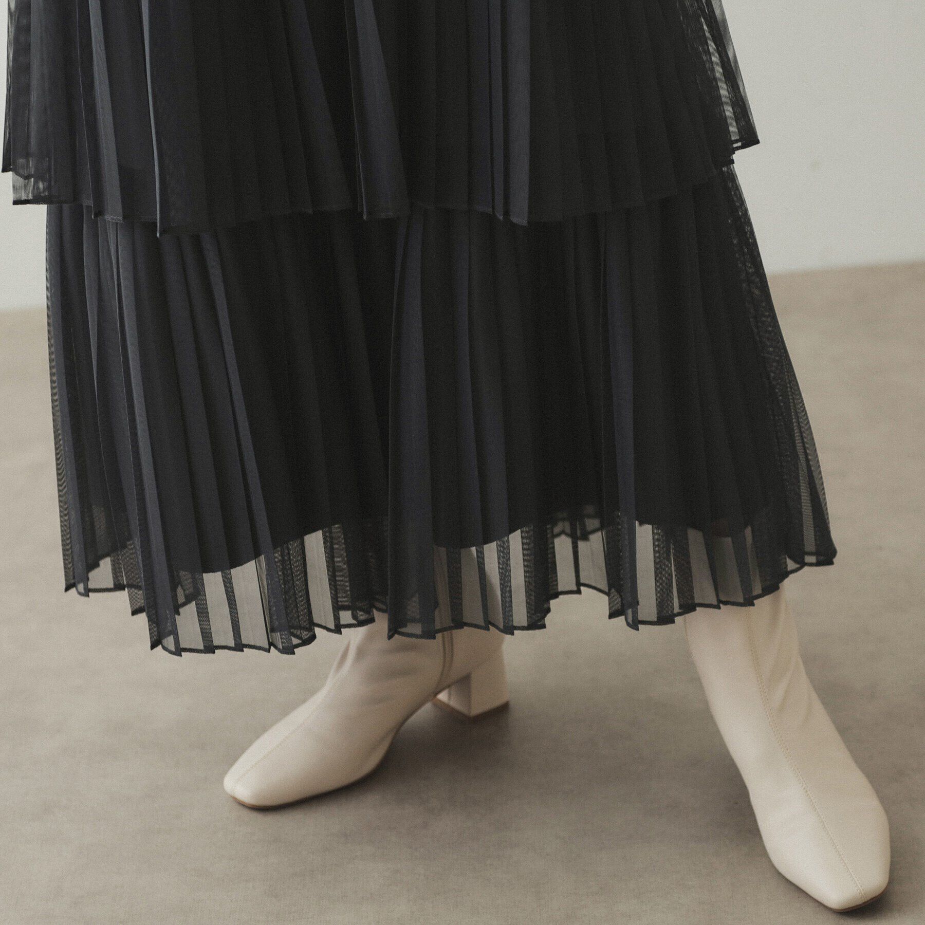 OPAQUE.CLIP「チュールプリーツティアードスカート【洗濯機洗い可】」|スカート|