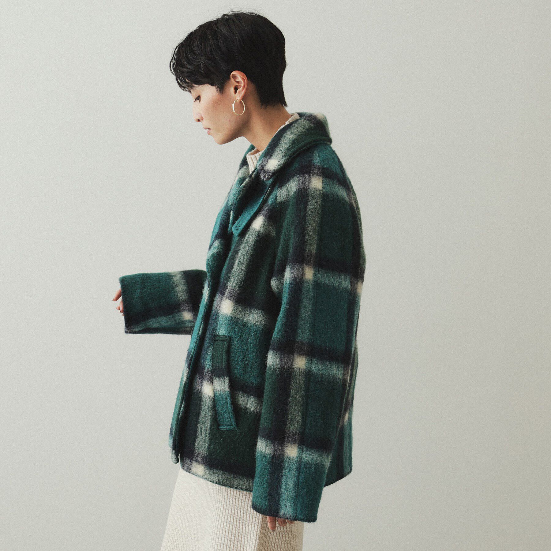OPAQUE.CLIP「《美人百花掲載》ビックチェック ミドルPコート」|ピーコート|