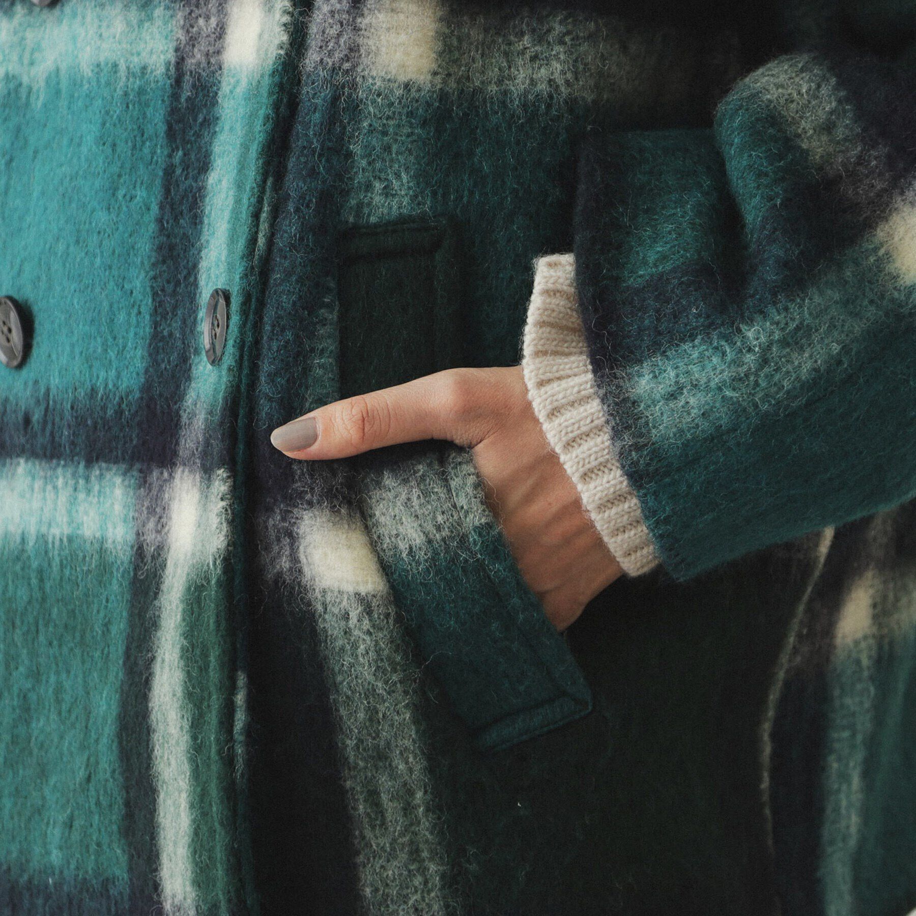 OPAQUE.CLIP「《美人百花掲載》ビックチェック ミドルPコート」|ピーコート|