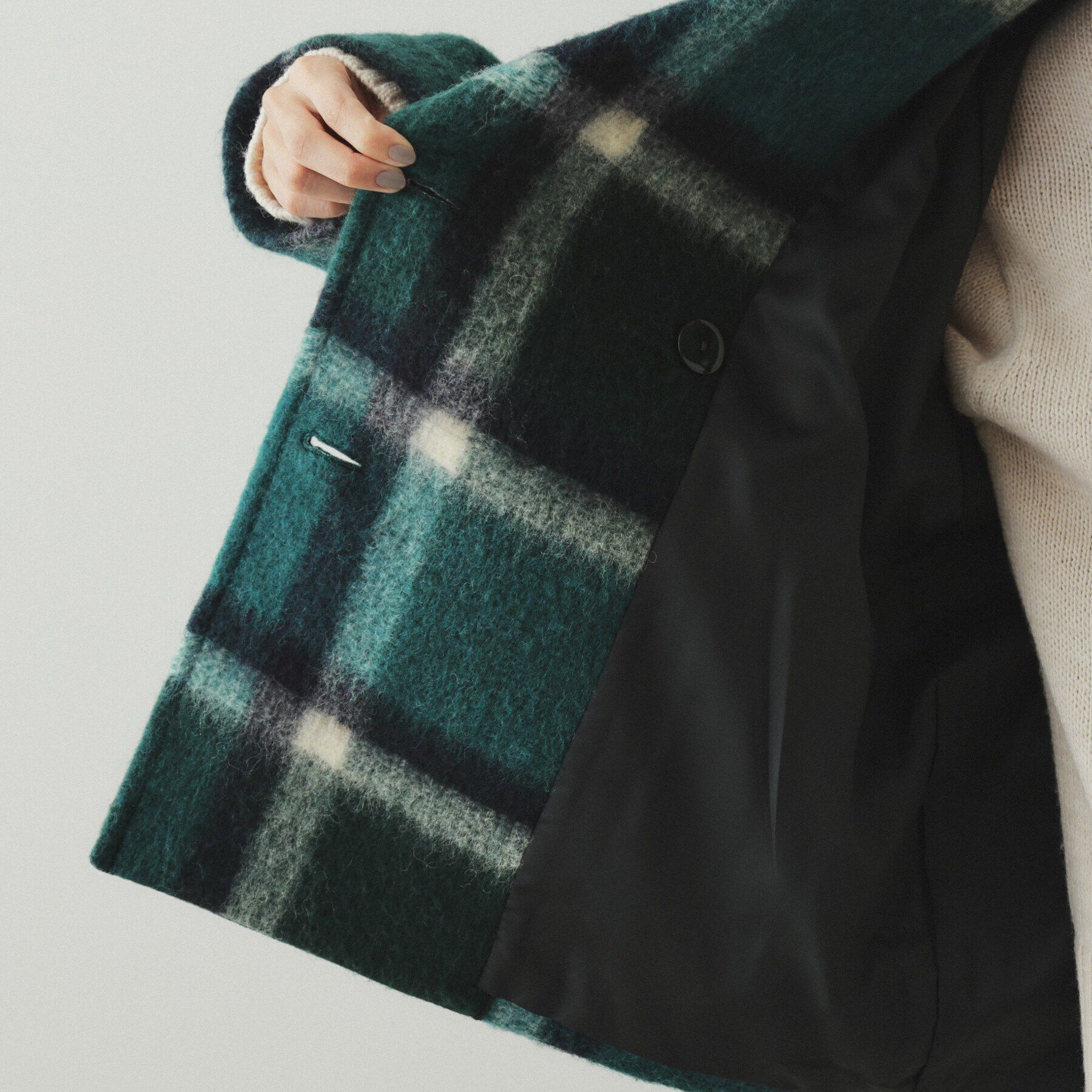 OPAQUE.CLIP「《美人百花掲載》ビックチェック ミドルPコート」|ピーコート|