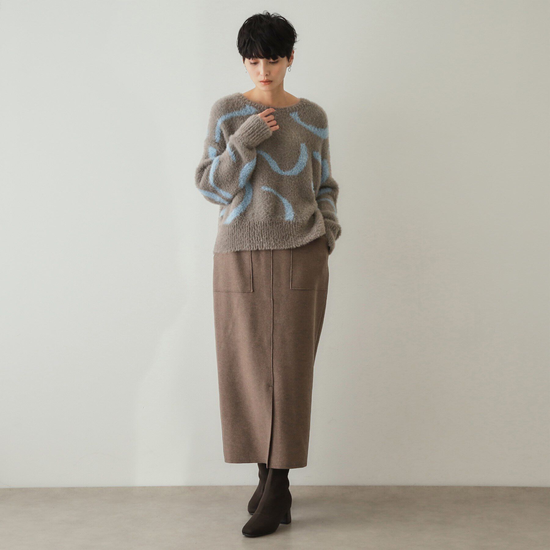 OPAQUE.CLIP「アート柄ジャカードニット【洗濯機洗い可/抗ピル】」|ニット・セーター|