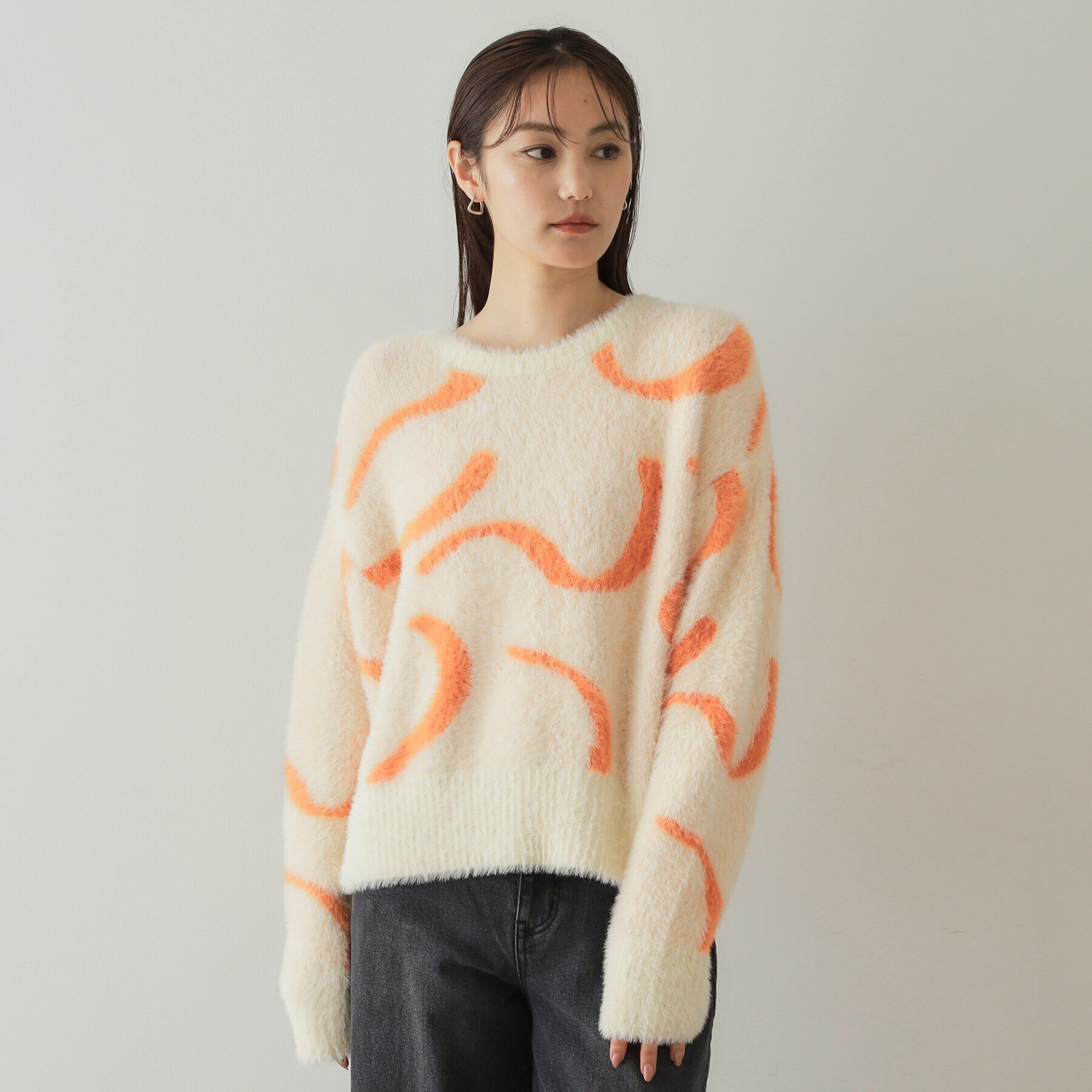 OPAQUE.CLIP「アート柄ジャカードニット【洗濯機洗い可/抗ピル】」|ニット・セーター|
