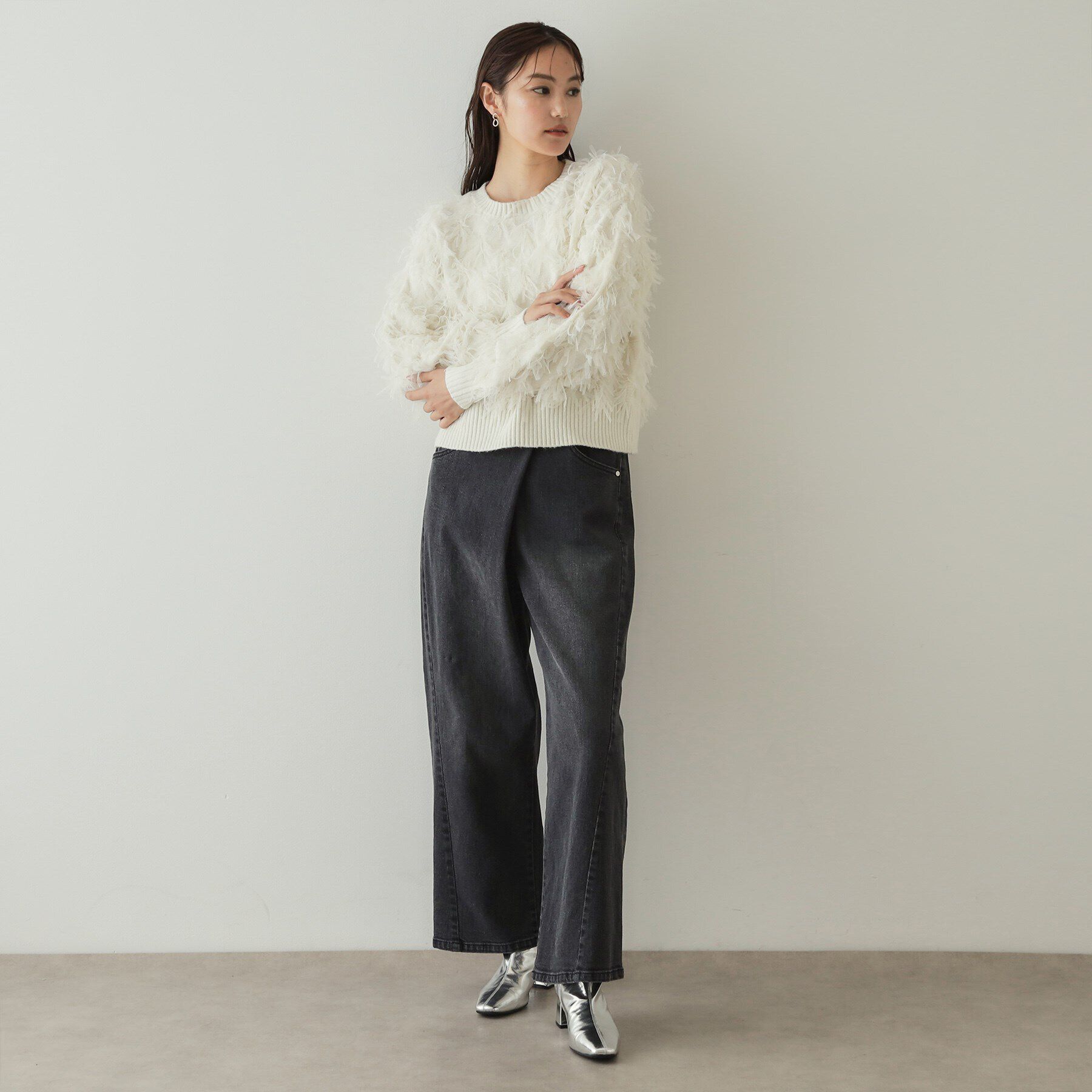 OPAQUE.CLIP「チュールテープヤーンニット【洗濯機洗い可】」|ニット・セーター|