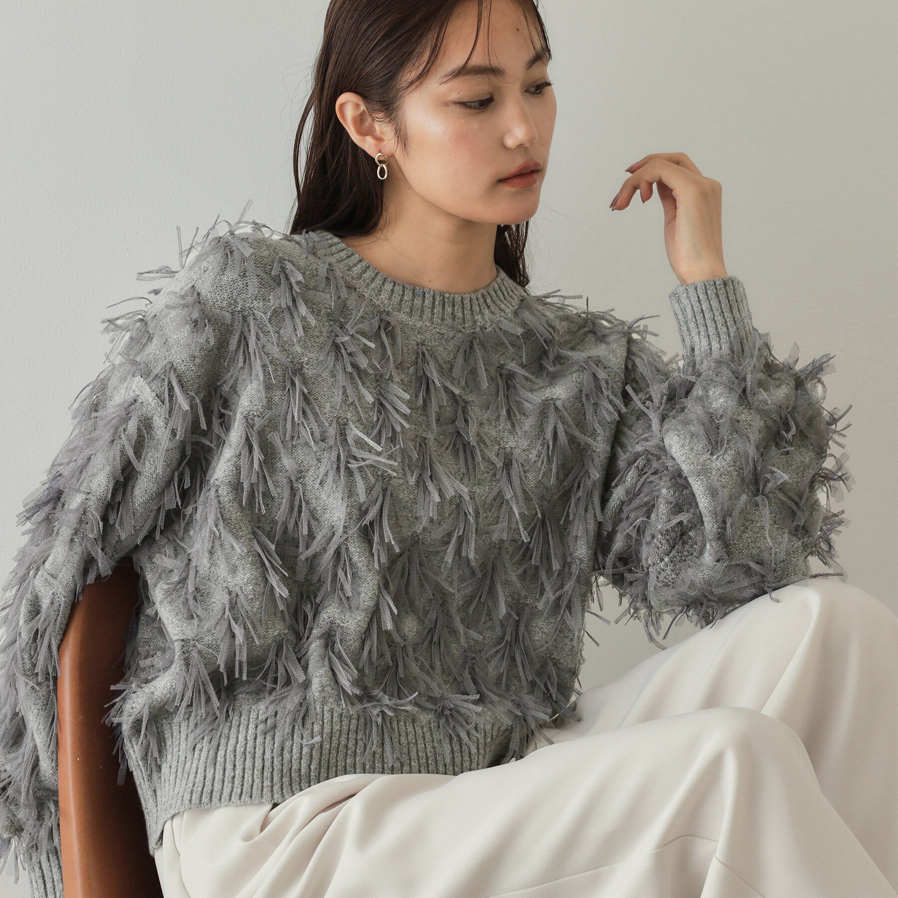 OPAQUE.CLIP「チュールテープヤーンニット【洗濯機洗い可】」|ニット・セーター|