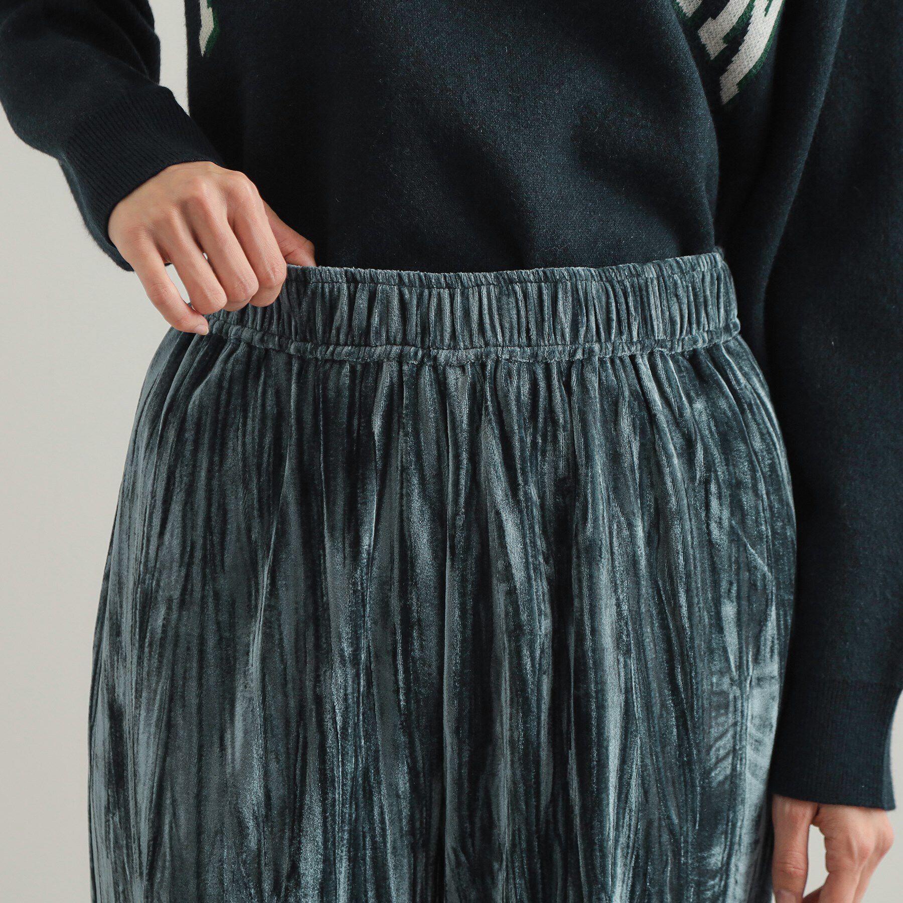 OPAQUE.CLIP「クラッシュベロア イージーワイドパンツ【洗濯機洗い可】」|その他|