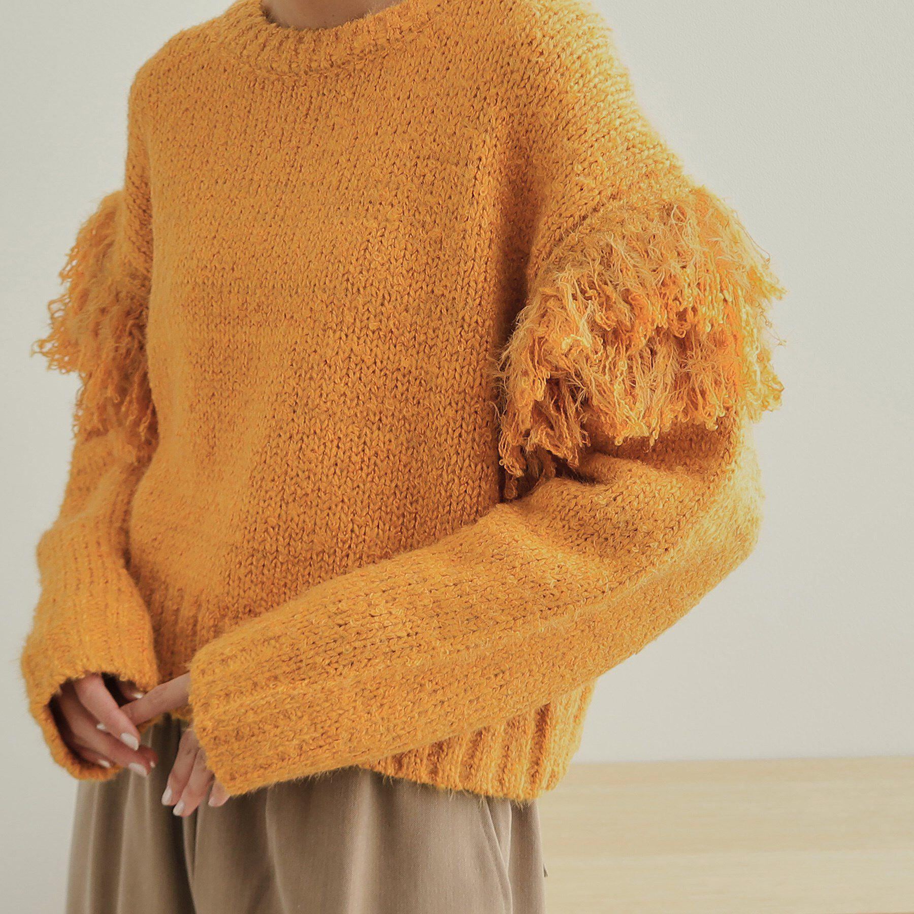 OPAQUE.CLIP「フリンジローゲージニット【洗濯機洗い可/抗ピル】」|ニット・セーター|