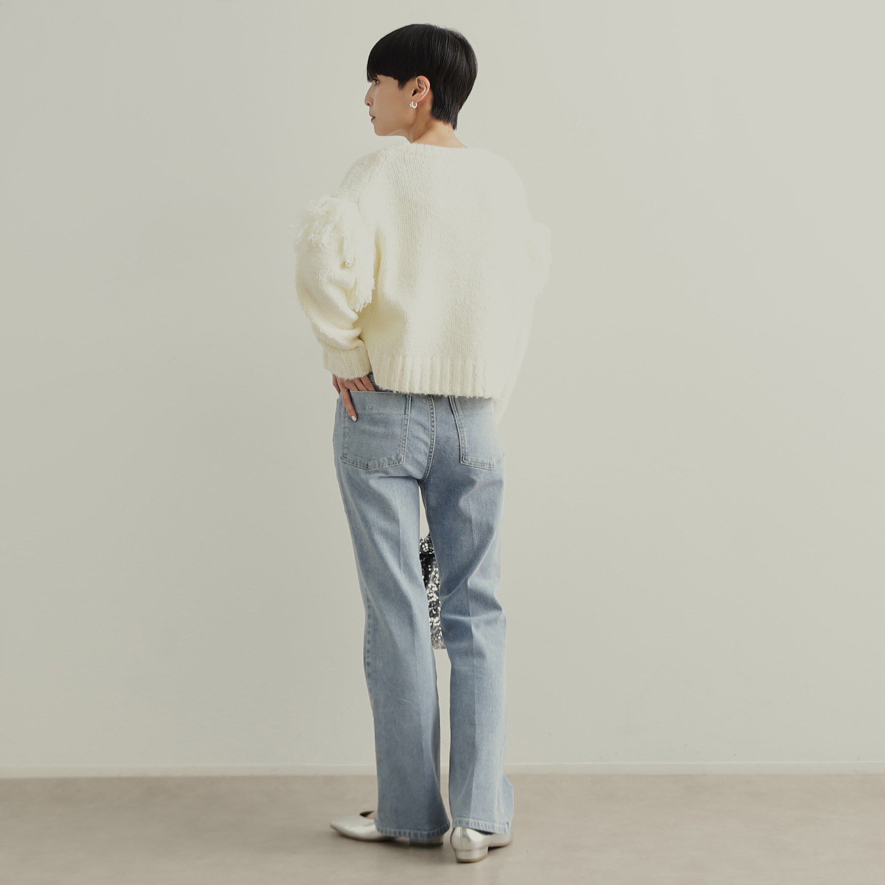 OPAQUE.CLIP「フリンジローゲージニット【洗濯機洗い可/抗ピル】」|ニット・セーター|