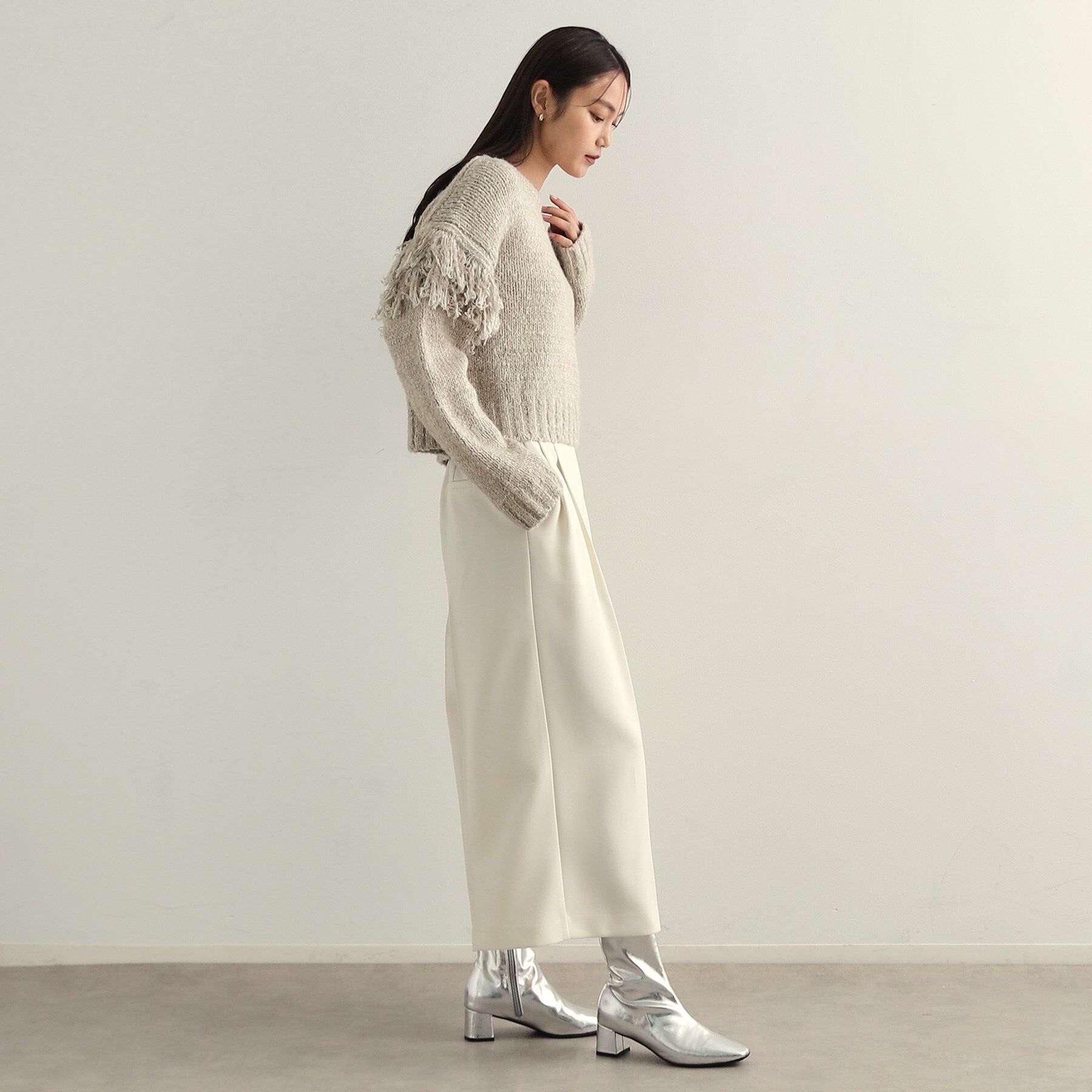 OPAQUE.CLIP「フリンジローゲージニット【洗濯機洗い可/抗ピル】」|ニット・セーター|