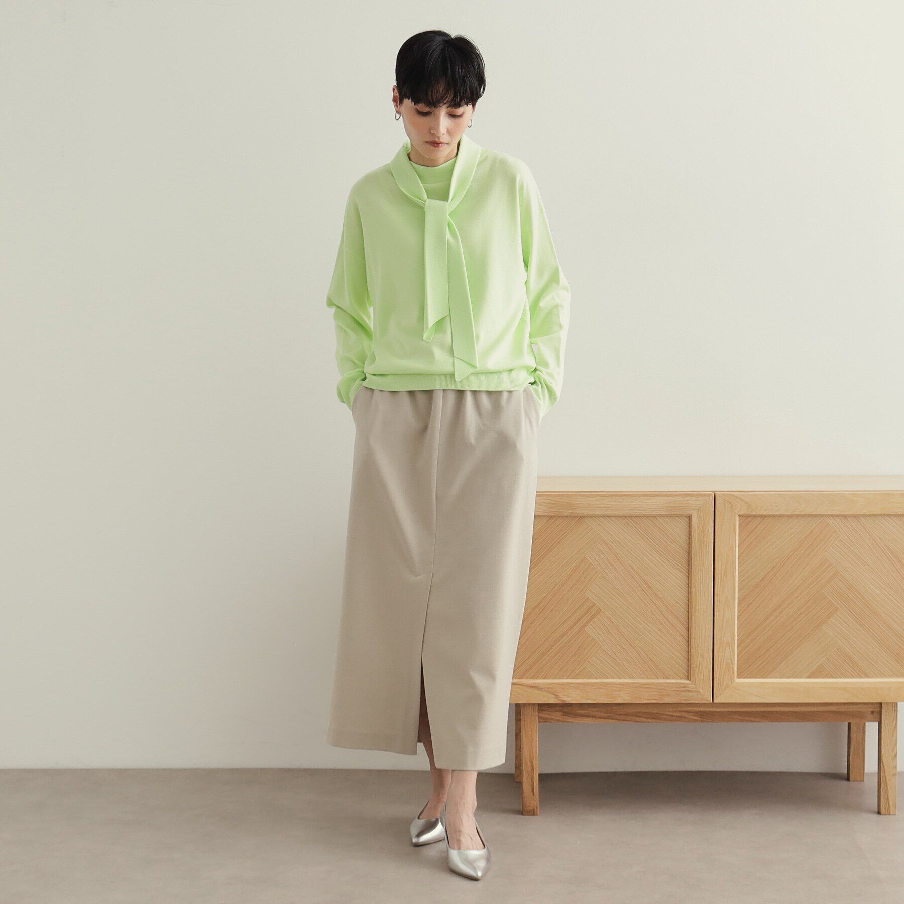 OPAQUE.CLIP「ストレッチイージーナロースカート【洗濯機洗い可】」|スカート|