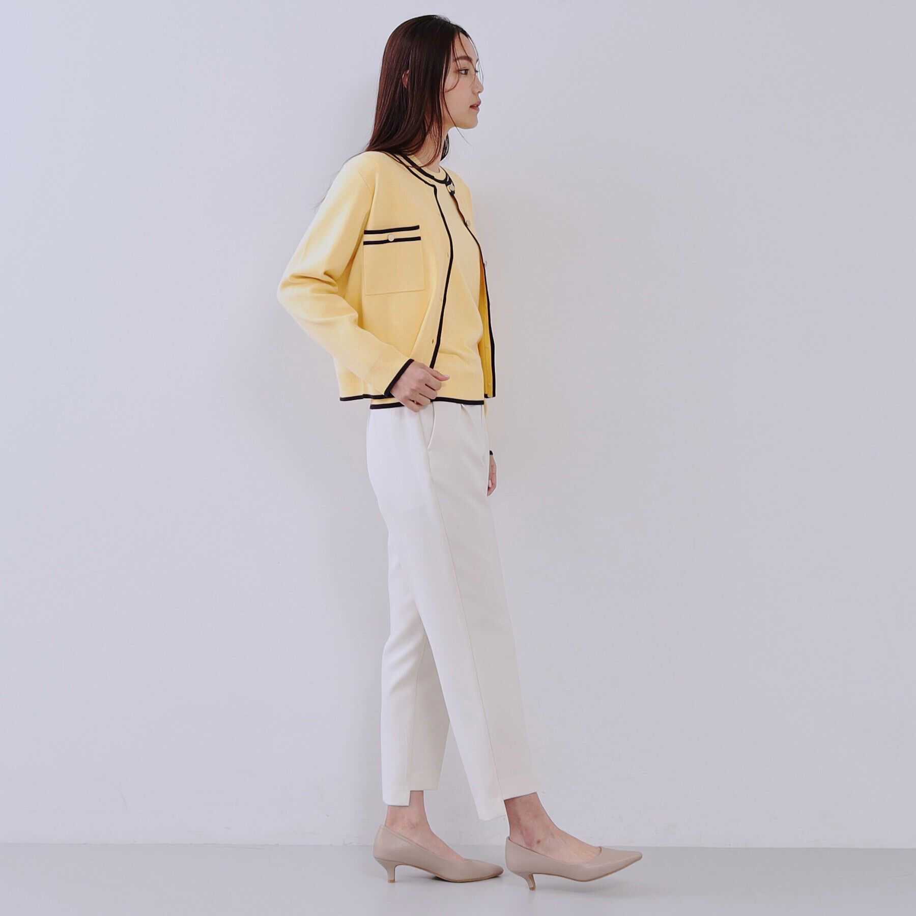 OPAQUE.CLIP「《美人百花掲載》配色ラインカーディガン/アンサンブル対応【洗濯機洗い可】」|カーディガン|