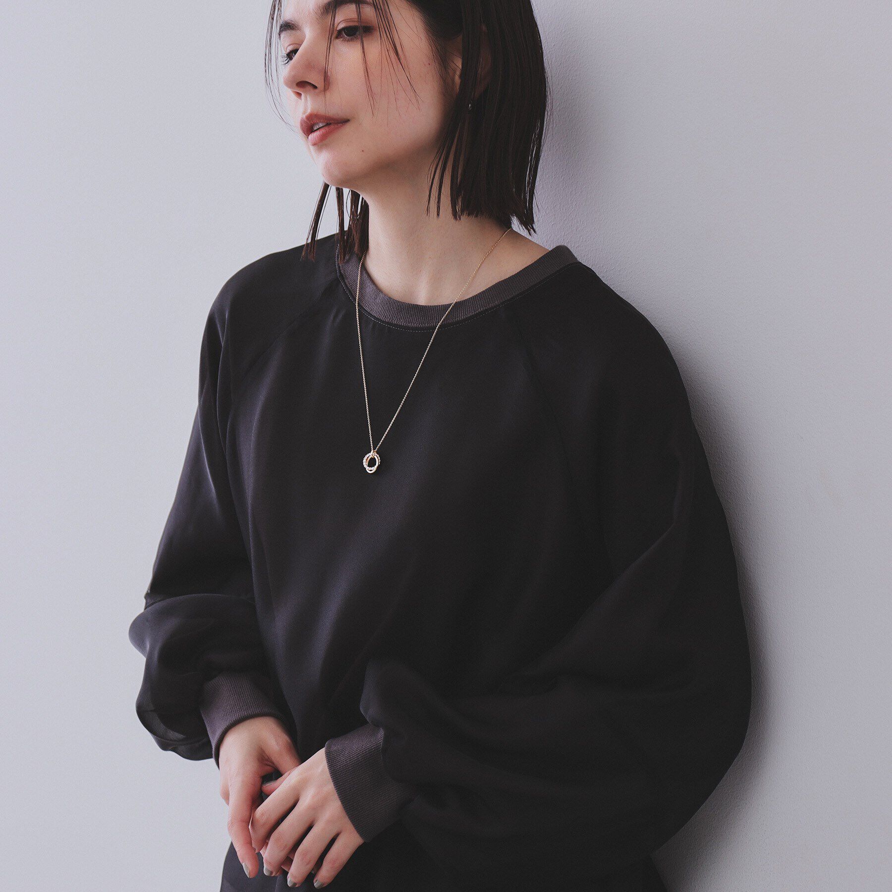 OPAQUE.CLIP「ダブルリングビジューネックレス」|ネックレス|