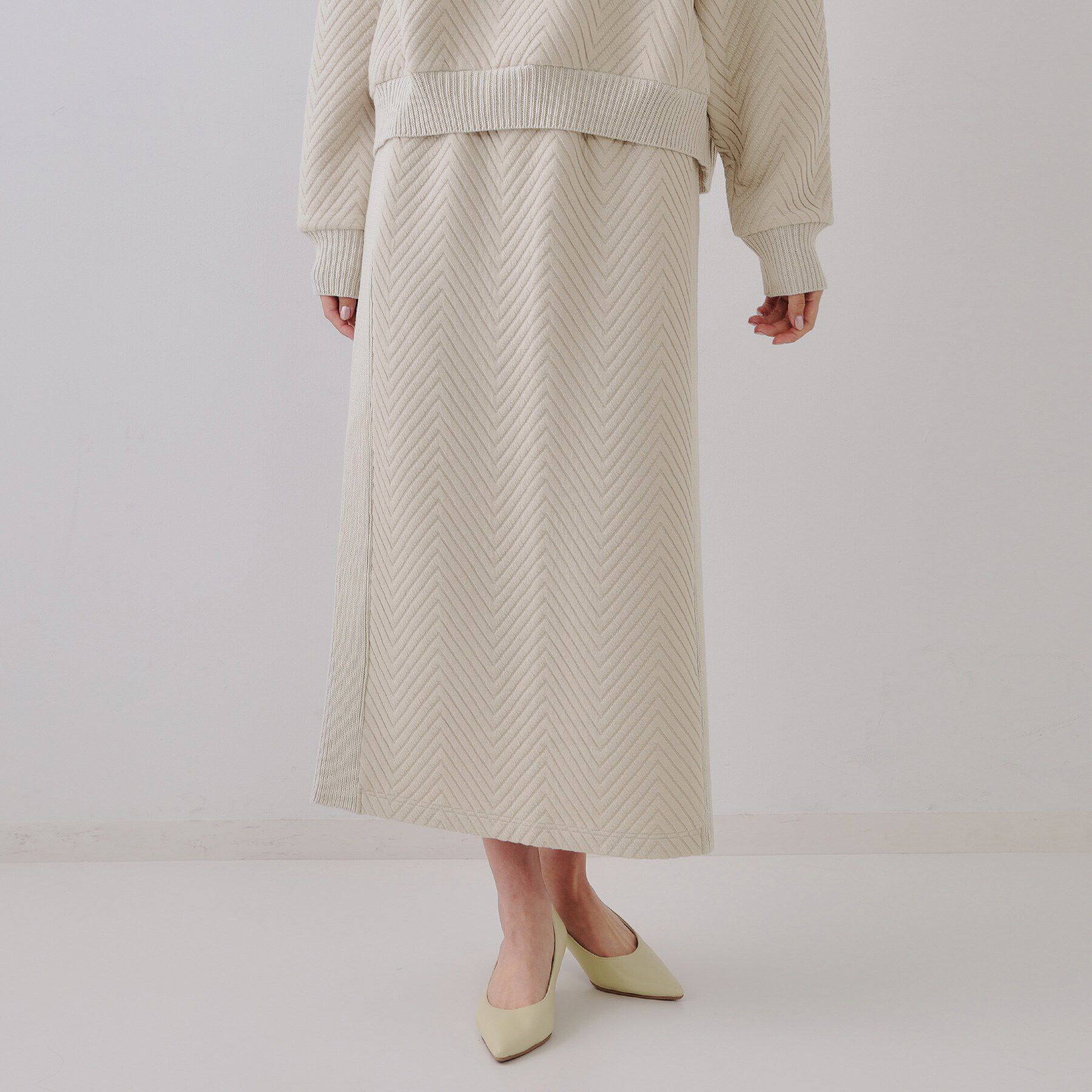 OPAQUE.CLIP「キルトジャカードナロースカート/セットアップ対応【洗濯機洗い可】」|スカート|ライトベージュ(05