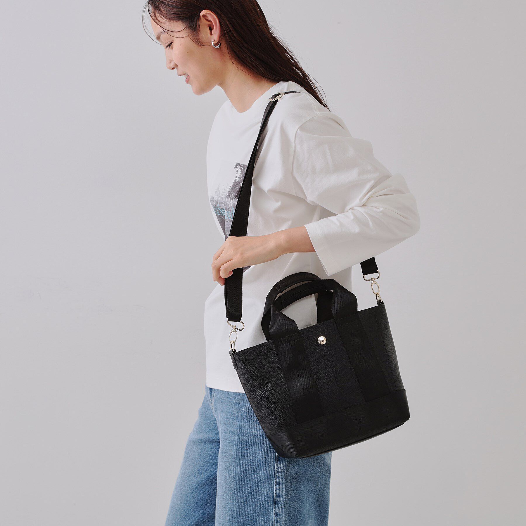 OPAQUE.CLIP「【2WAY】シュリンク合皮コンビミドルショルダーバッグ」|ショルダー・メッセンジャー|