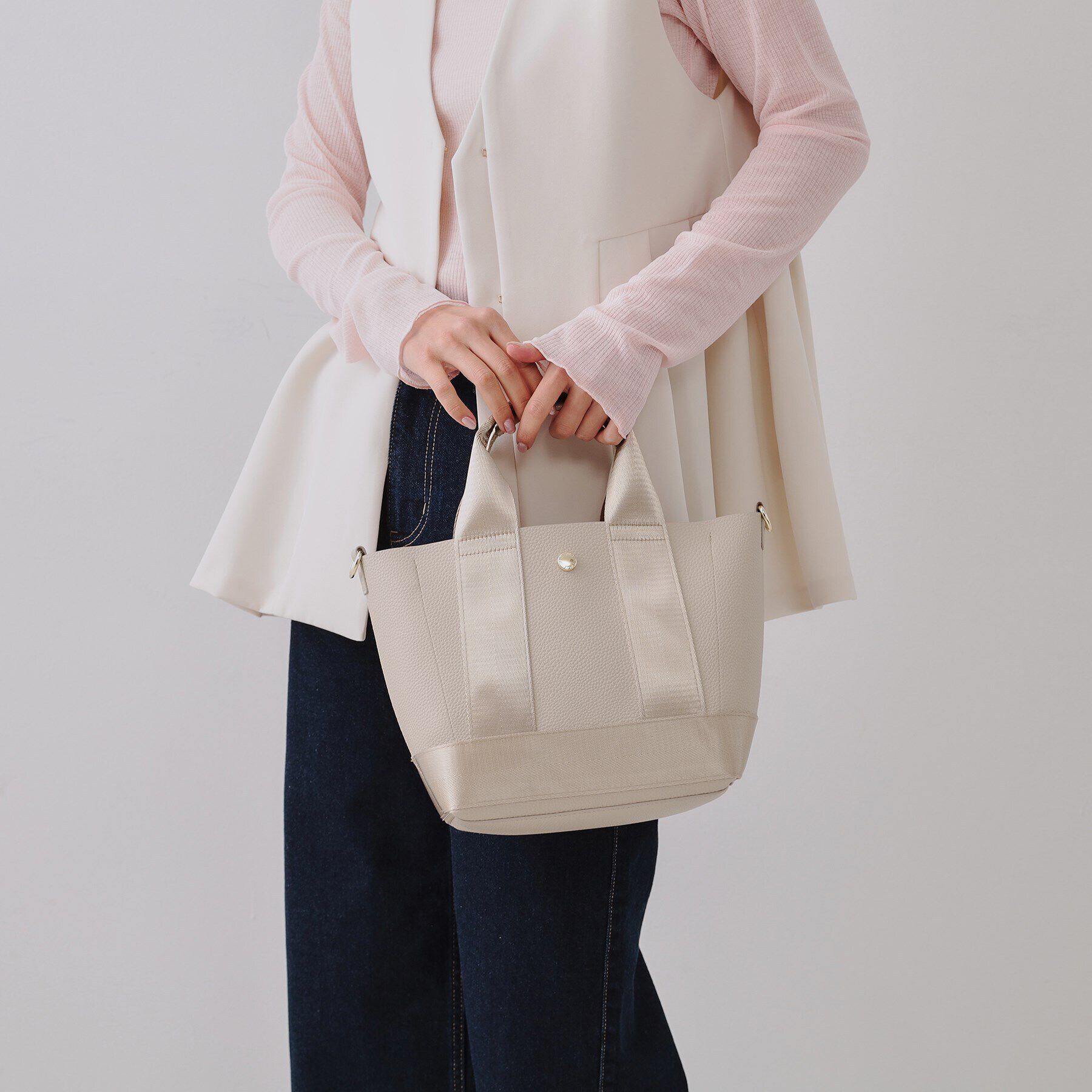 OPAQUE.CLIP「【2WAY】シュリンク合皮コンビミドルショルダーバッグ」|ショルダー・メッセンジャー|