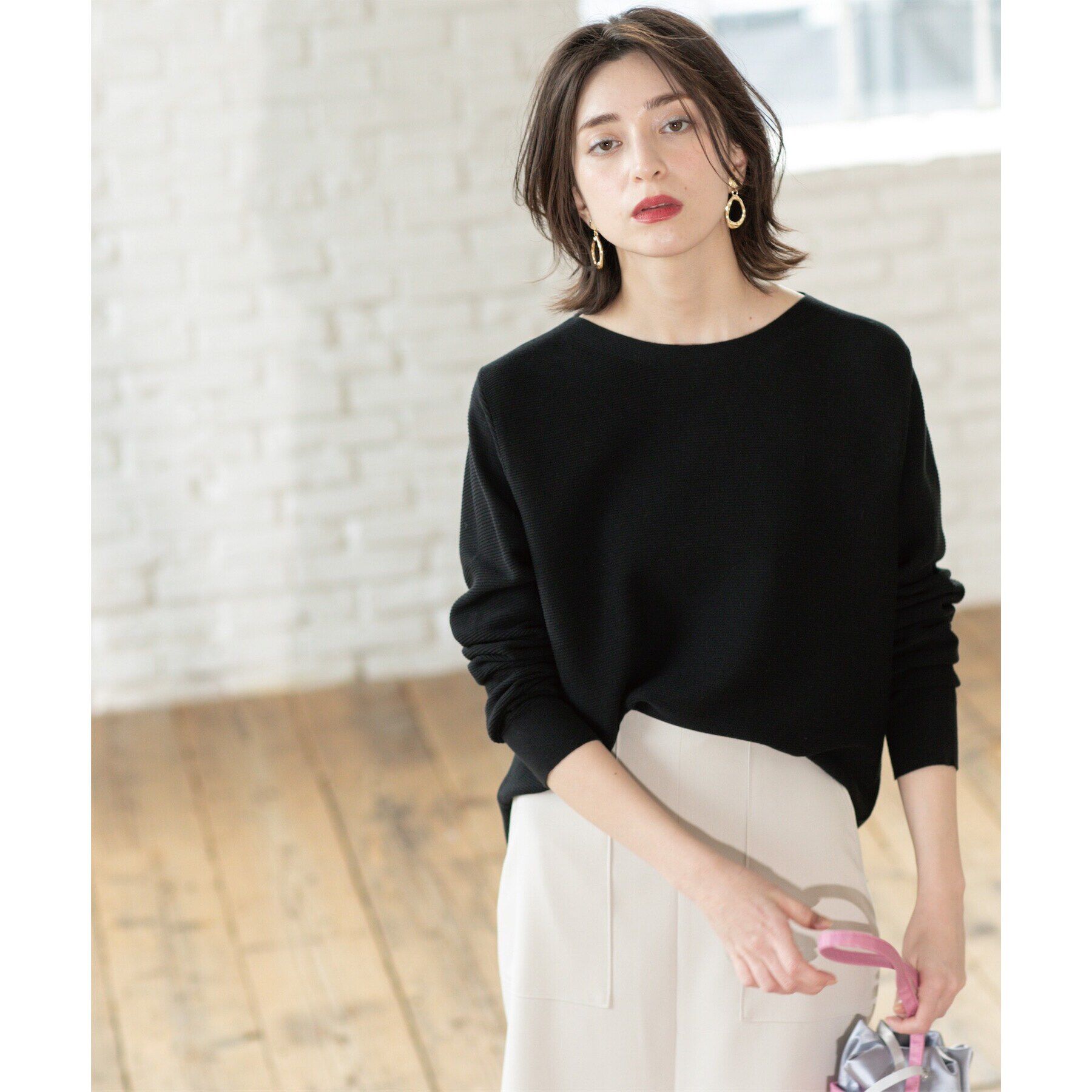 OPAQUE.CLIP「ボートネックニット/オーガニックコットン混【UV/洗濯機洗い可】」|ニット・セーター|