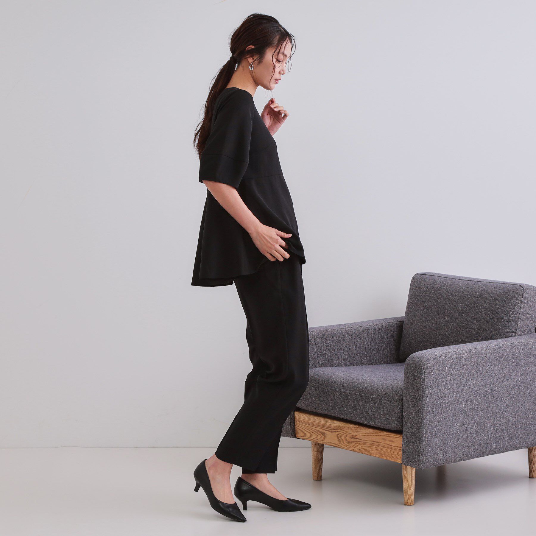 OPAQUE.CLIP「《6色展開》ストレッチペプラムブラウス/セットアップ対応【洗濯機洗い可/防シワ】」|シャツ・ブラウス|