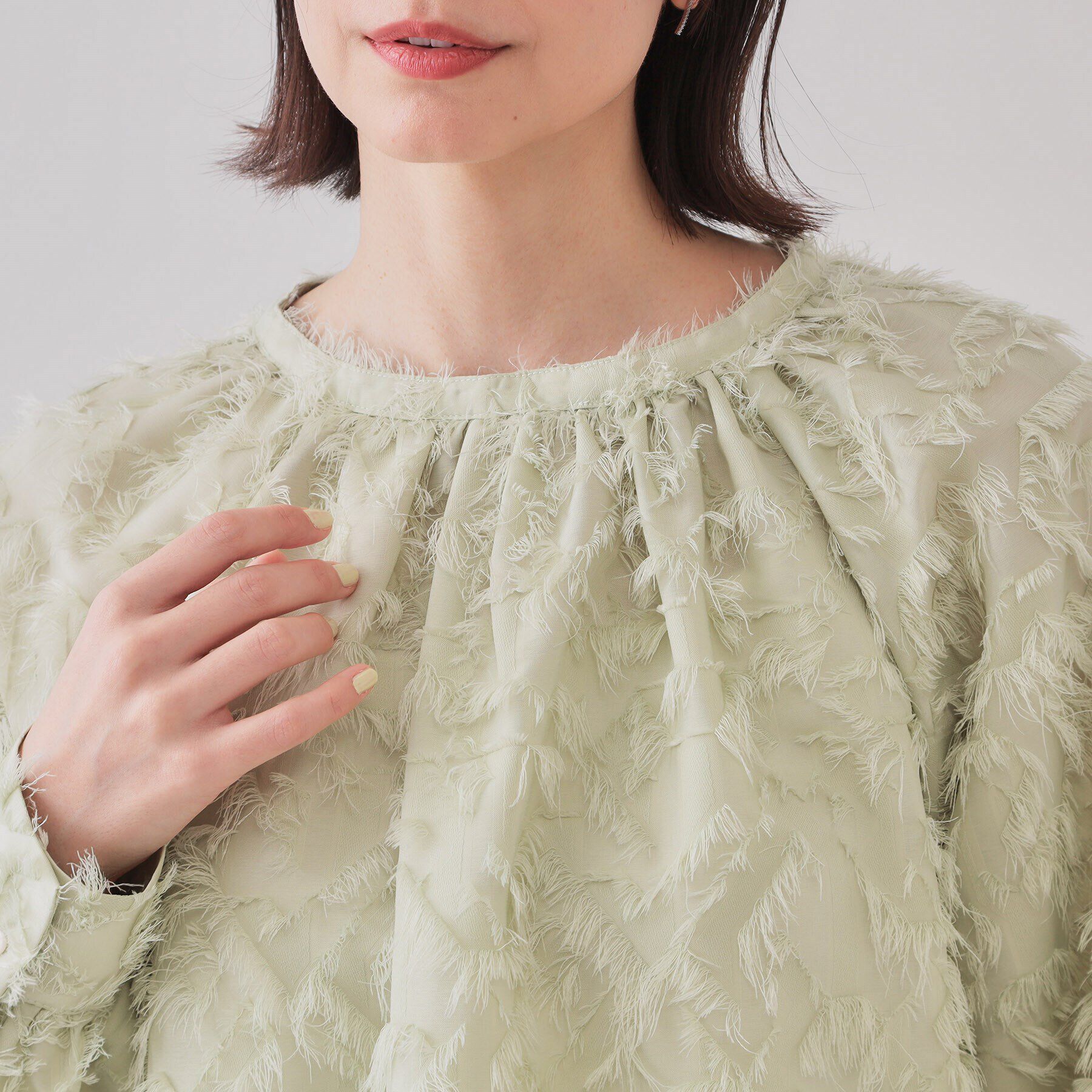 OPAQUE.CLIP「《VERY掲載》フリンジジャカードブラウス【洗濯機洗い可】」|シャツ・ブラウス|